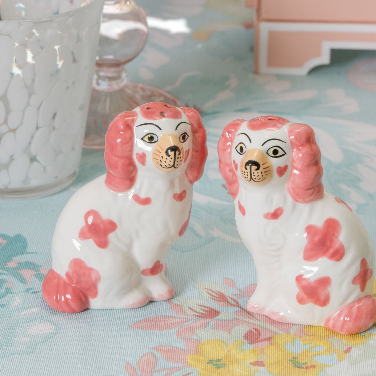 Pink Staffordshire Dog Salt & Pepper Shakers