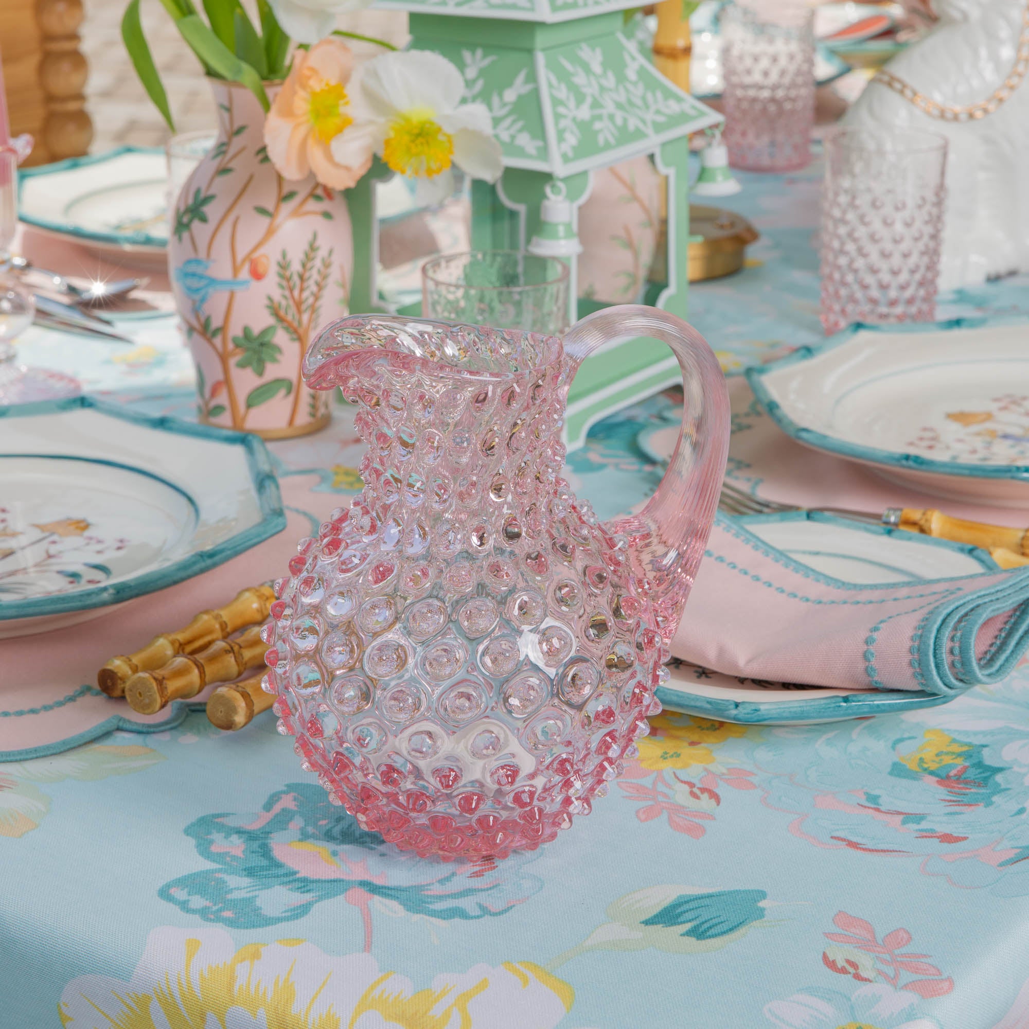 Small Rose Pink Hobnail Jug