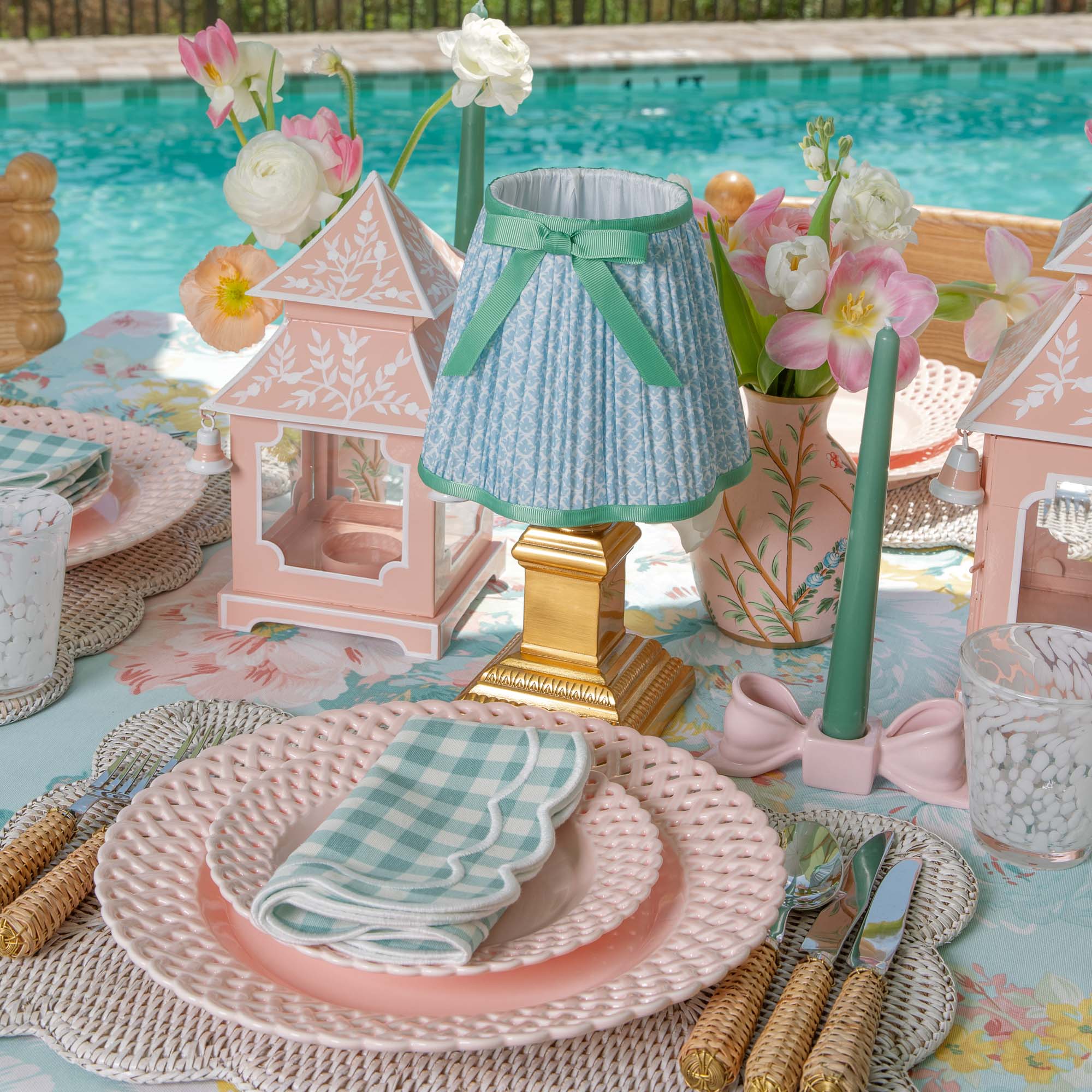 Petal Pink Ceramic Bow Candle Holder (Pair)