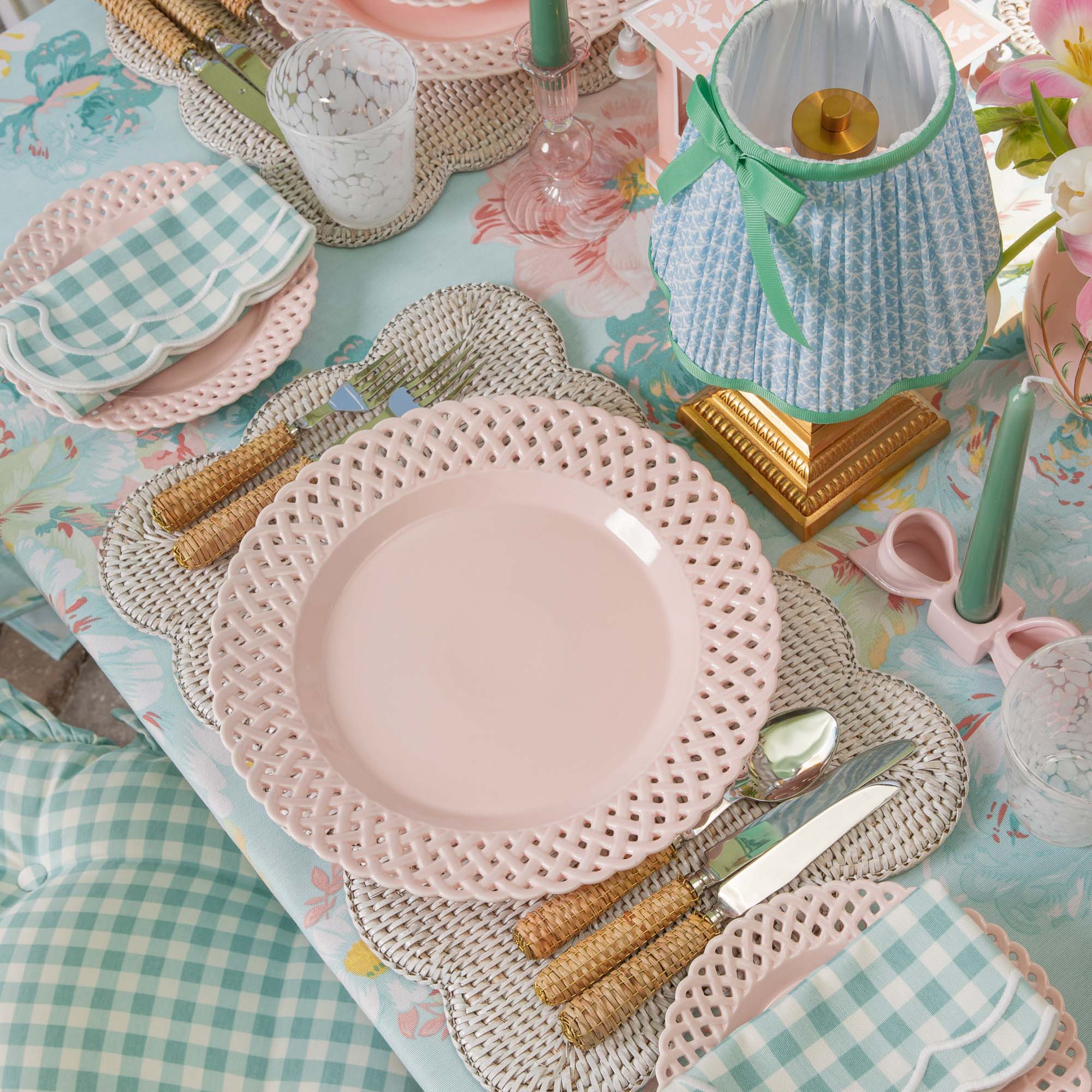 Pink Basketweave Dinner Plate