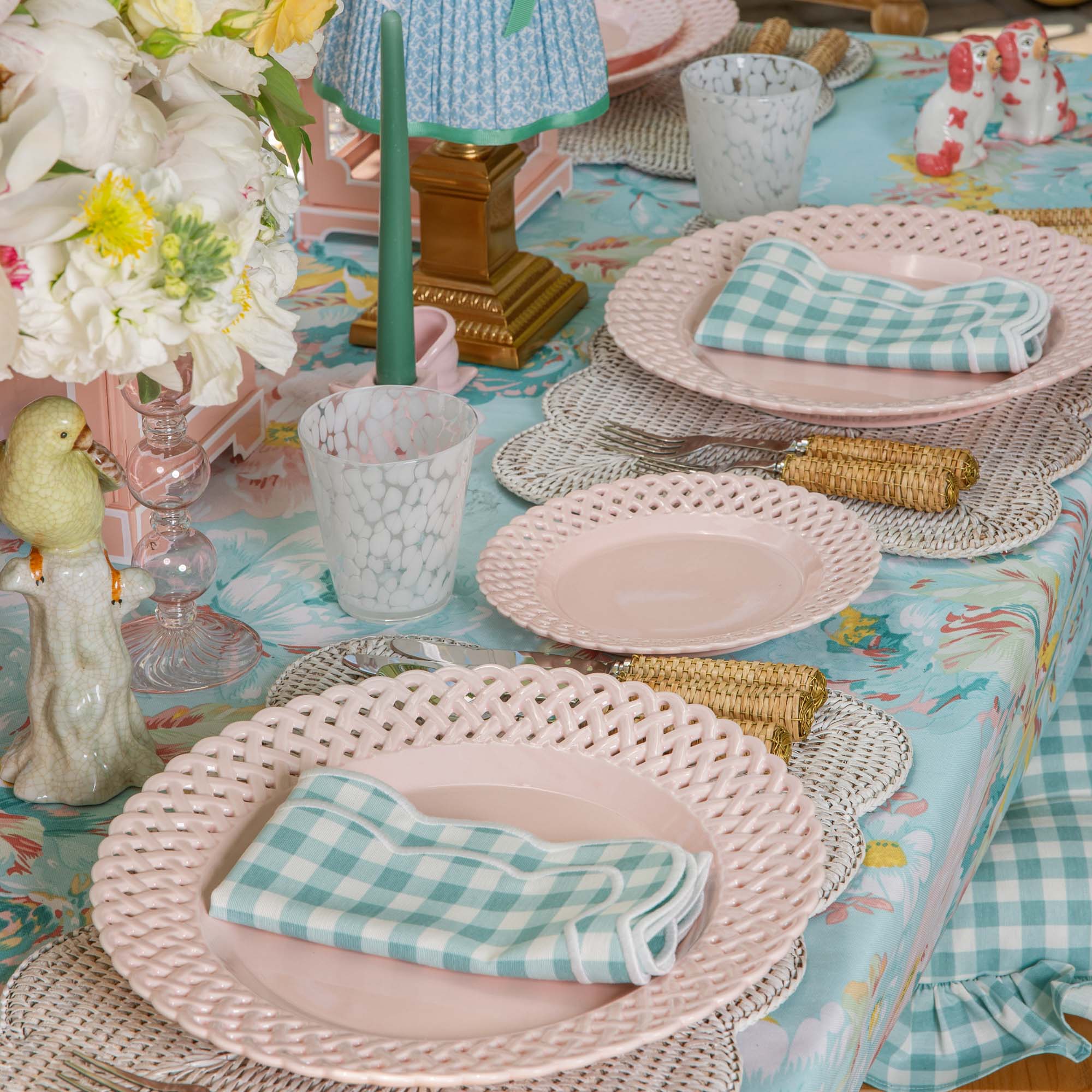 Pink Basketweave Dinner Plate