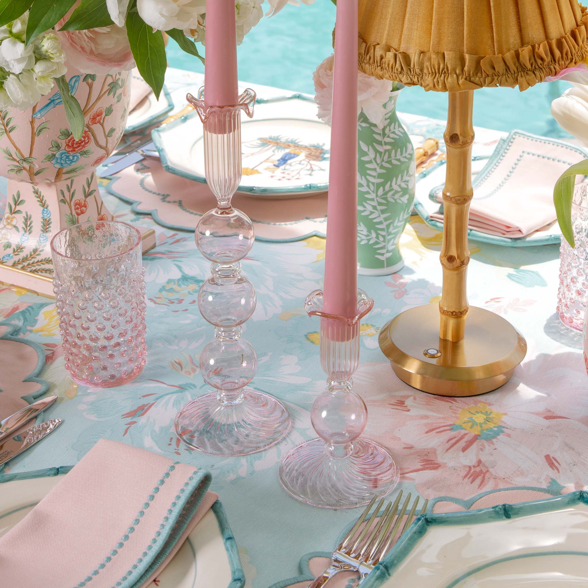 Small Eden Pink Candle Holder (Pair)