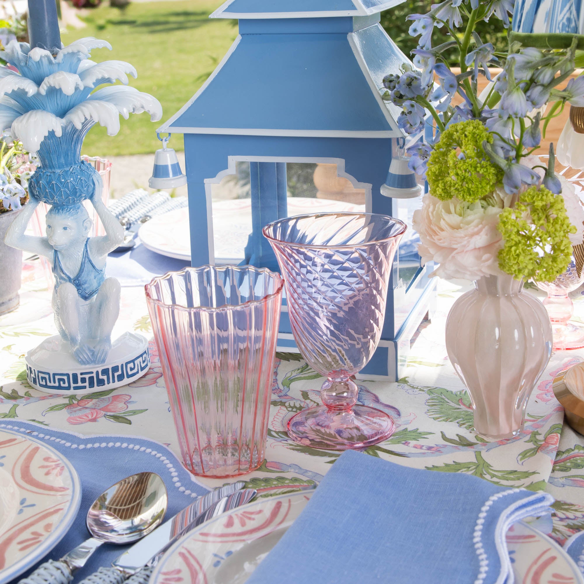 Pink Fluted Wine Glasses (Set of 4)