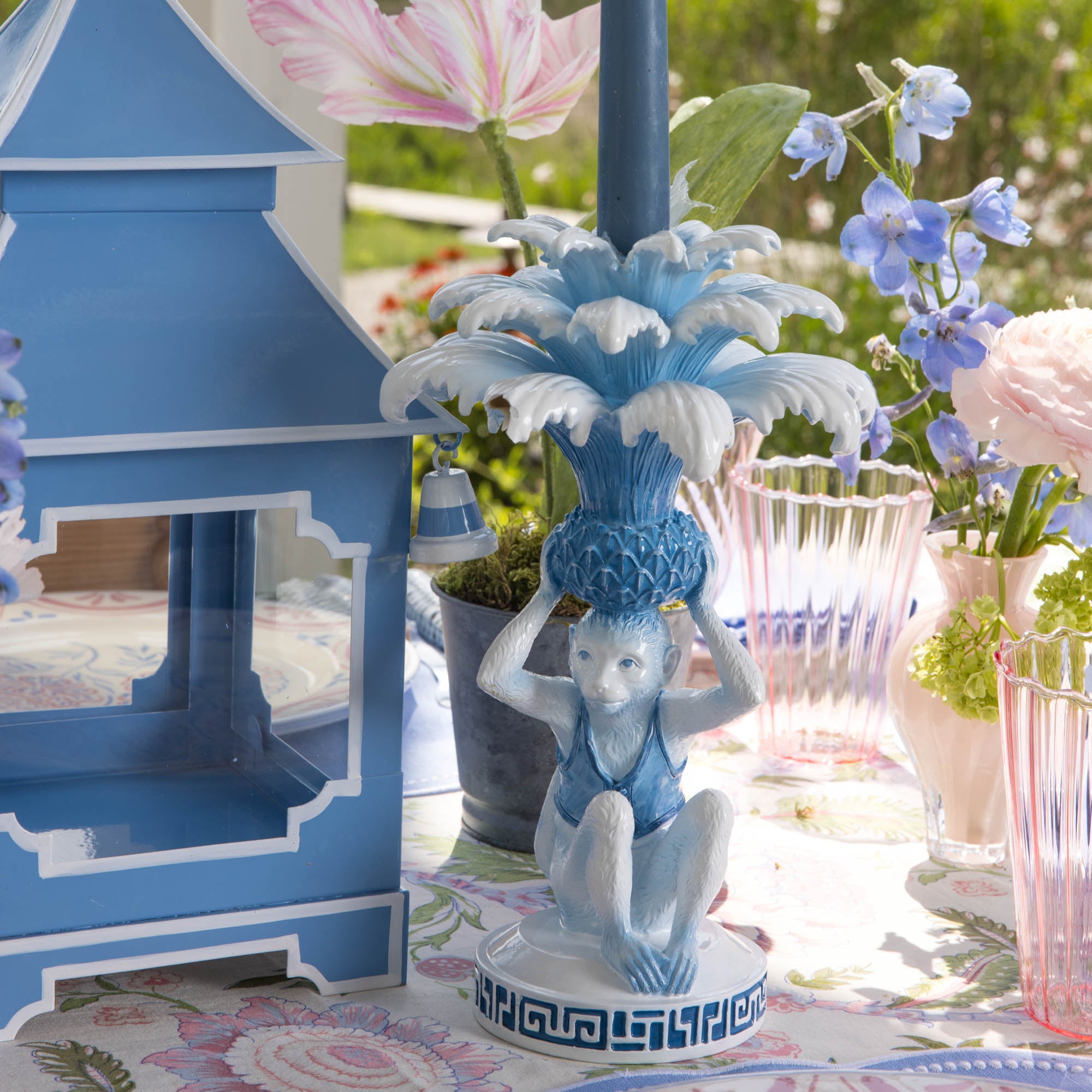 Blue Monkey Candle Holders (Pair)