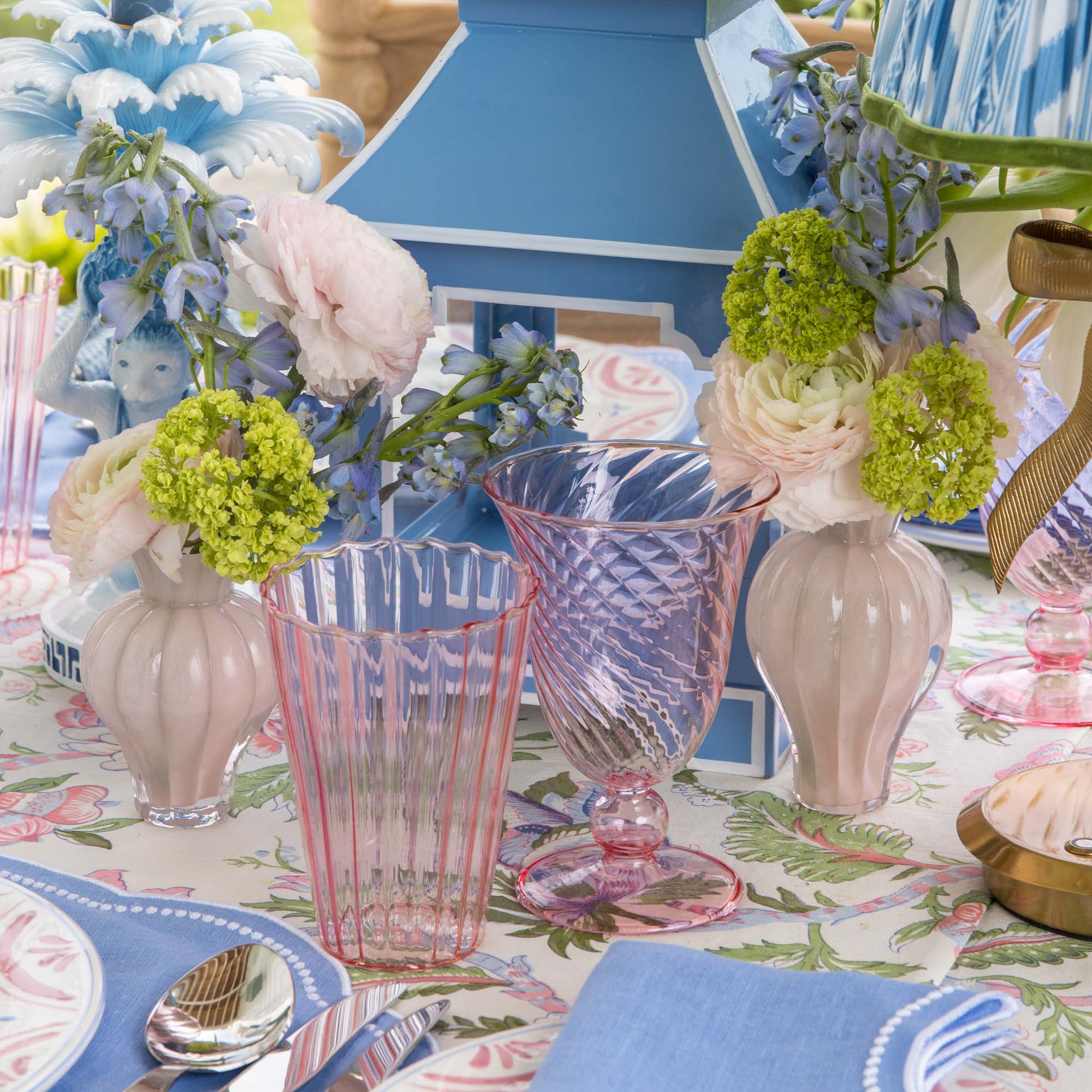 Pink Fluted Wine Glasses (Set of 4)