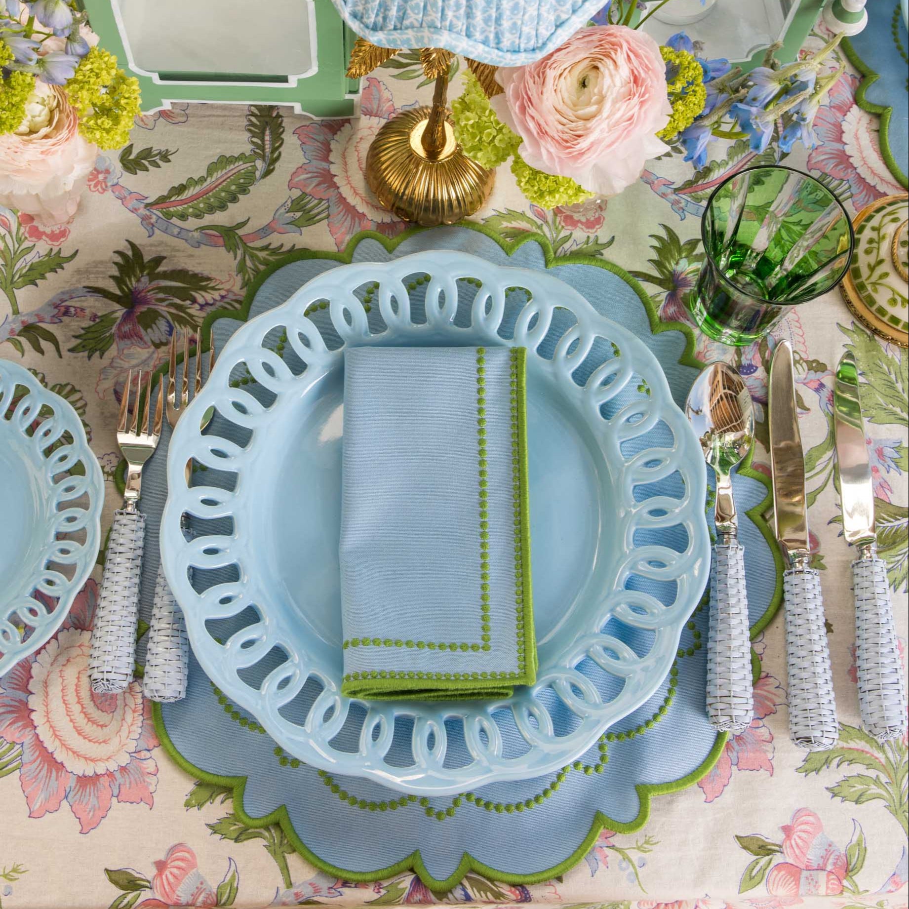 Mariana Blue & Green Placemats & Napkins (Set of 4)