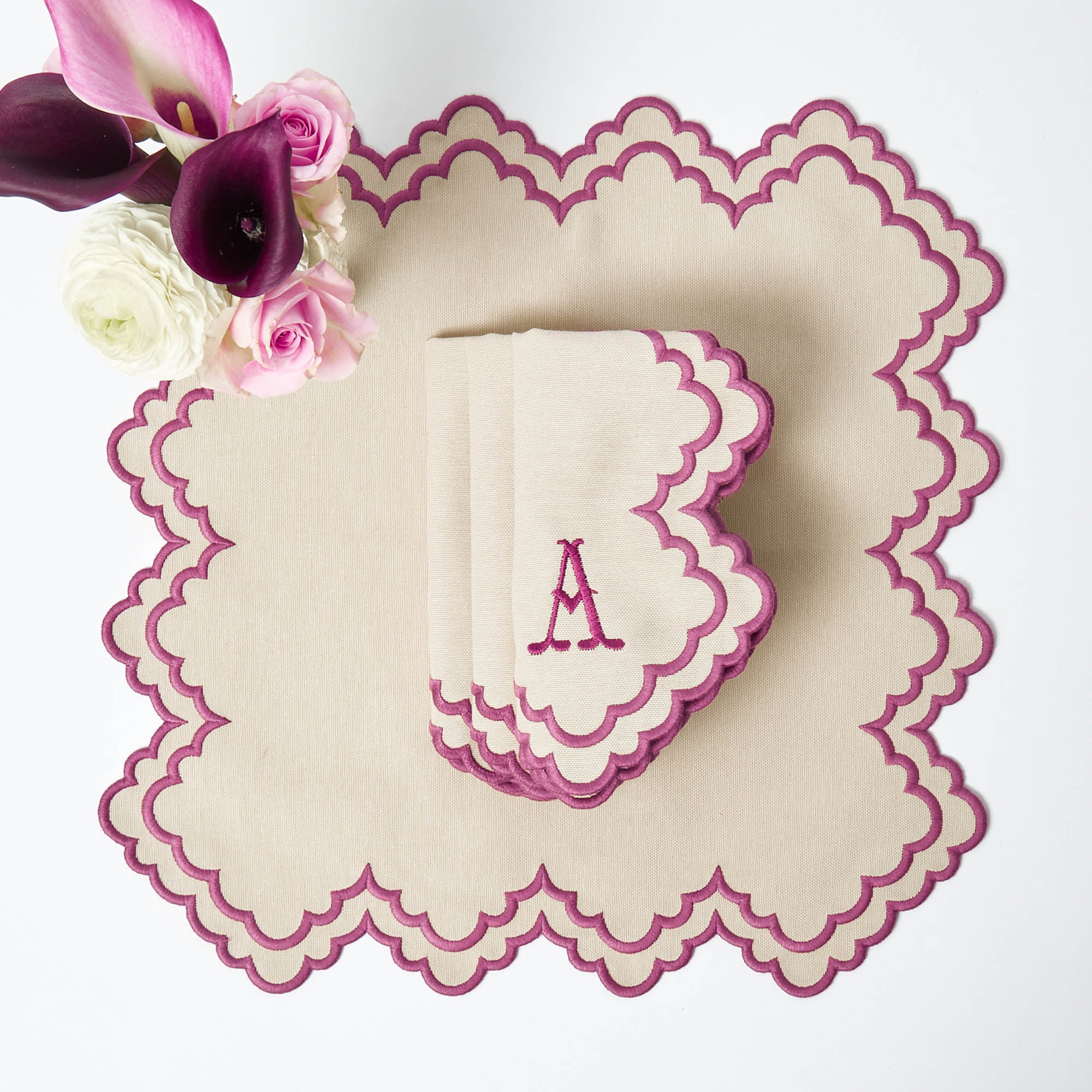 Scarlett Sand Placemats & Napkins (Set of 4)