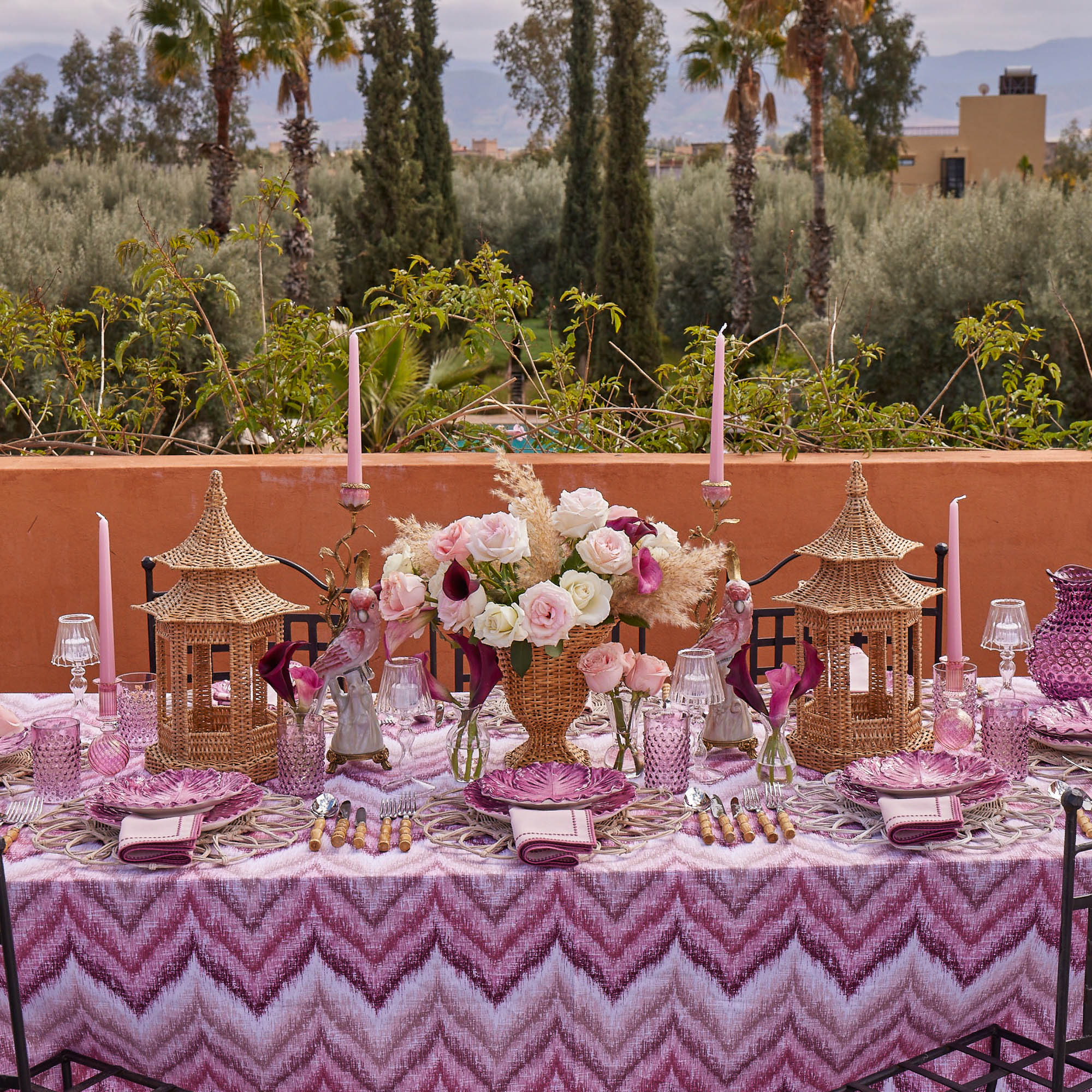 Glass Lantern Tea Light Holder (Pair) - 24cm