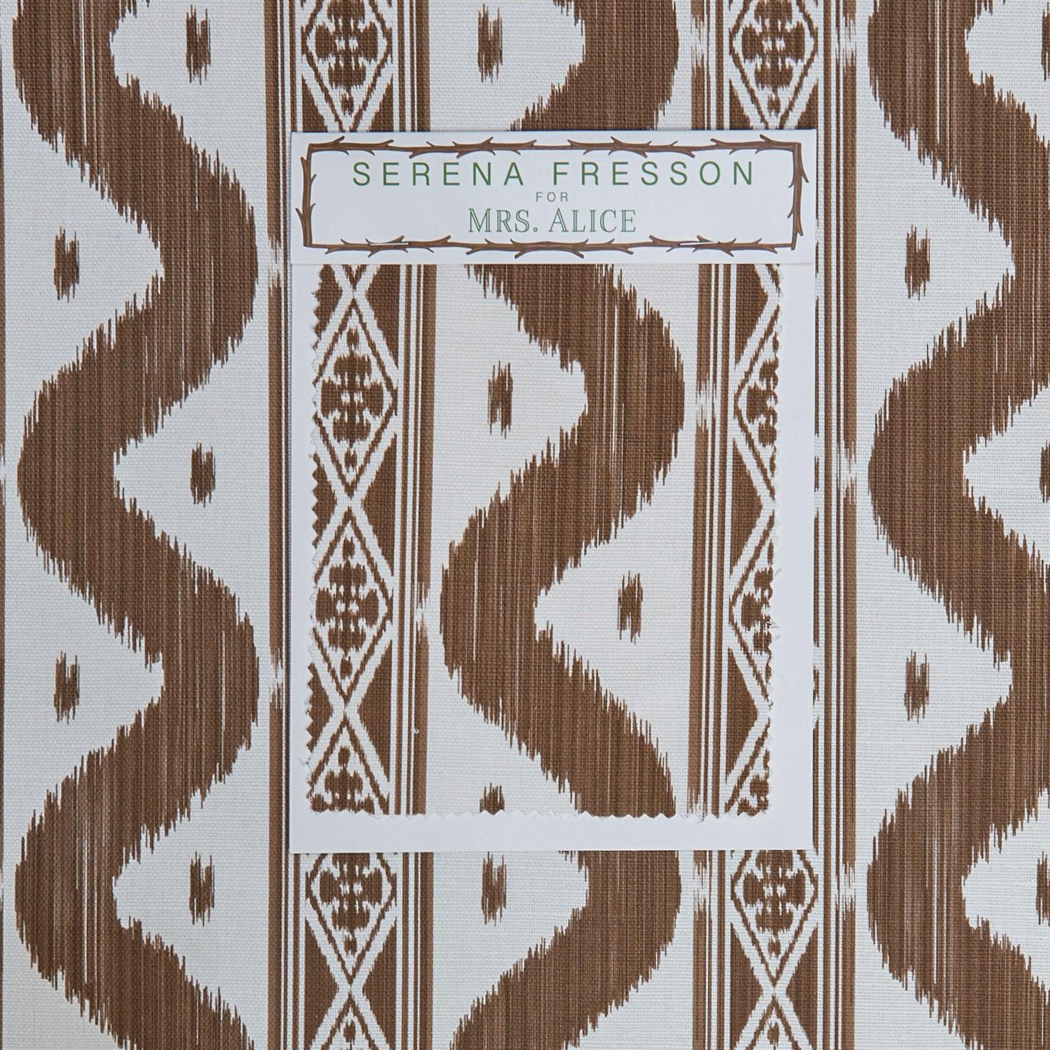 Chestnut Brown Ikat Stripe Fabric - Mrs. Alice