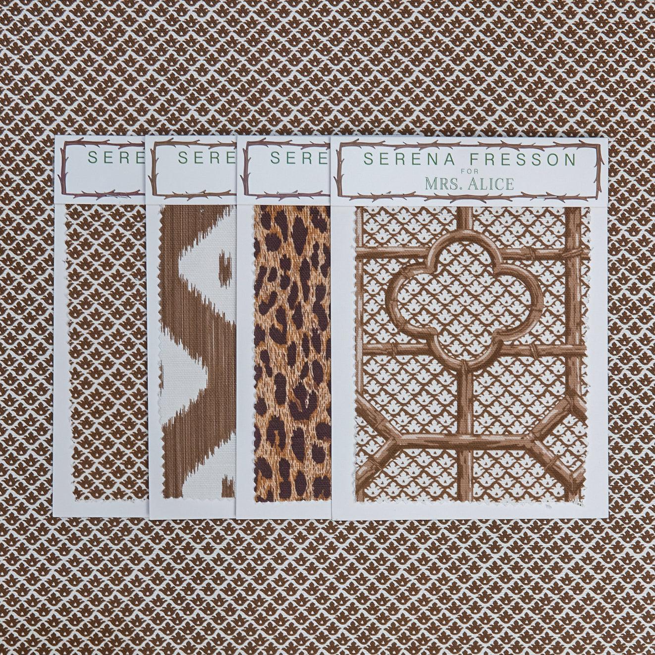 Chestnut Brown Lotus Flower Fabric - Mrs. Alice