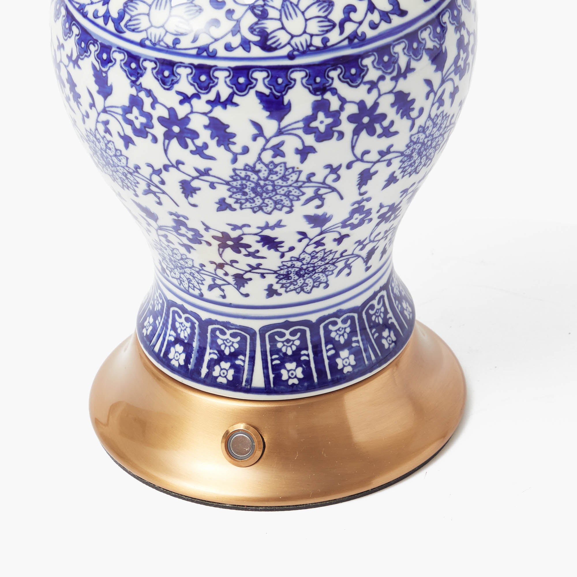 Chinoiserie Rechargeable Lamp & Cobalt Ikat Shade (22cm)