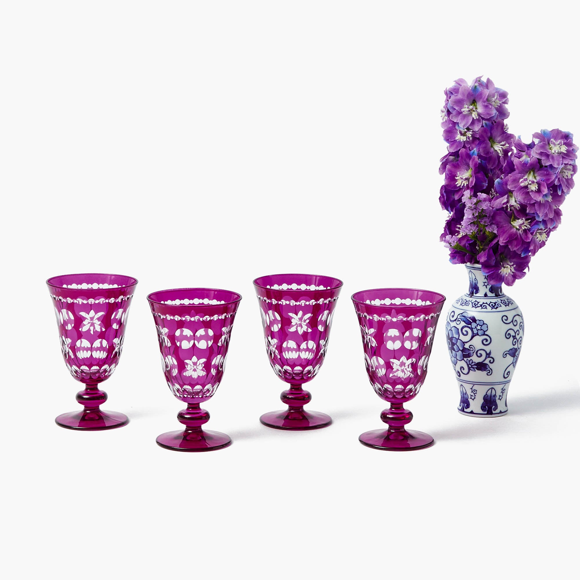 Aubergine Anita Engraved Wine Glass (Set of 4)
