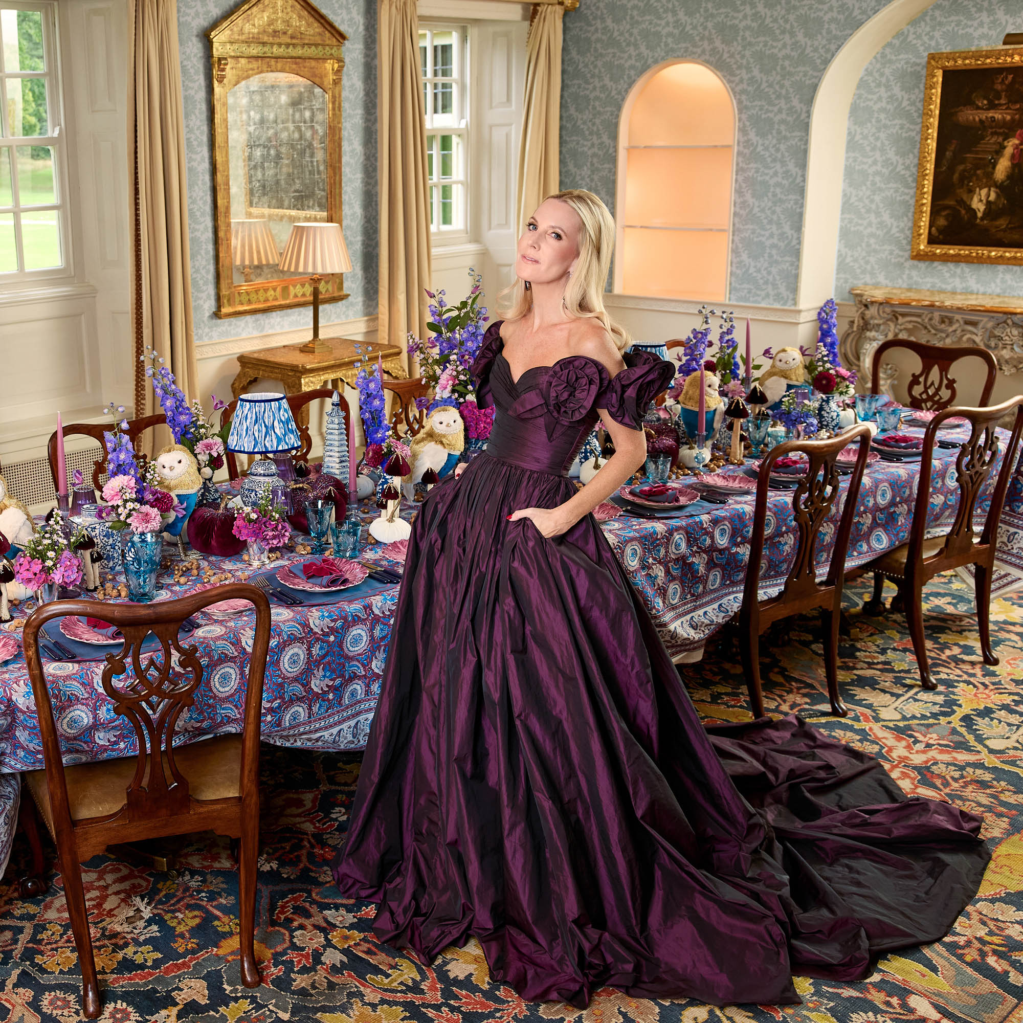 Blue Fern Engraved Glassware (Set of 8)