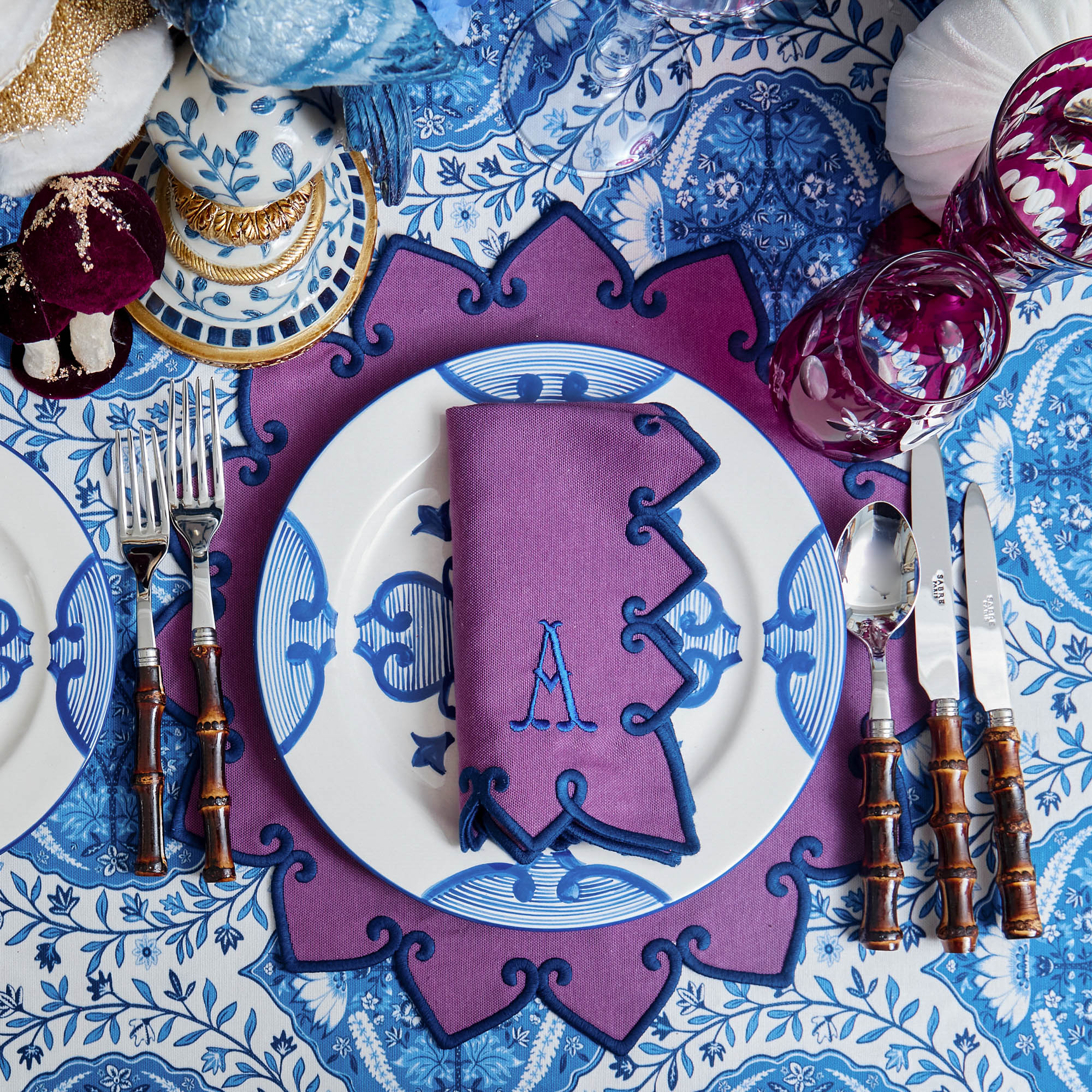 Aubergine Anita Engraved Glass (Set of 4)