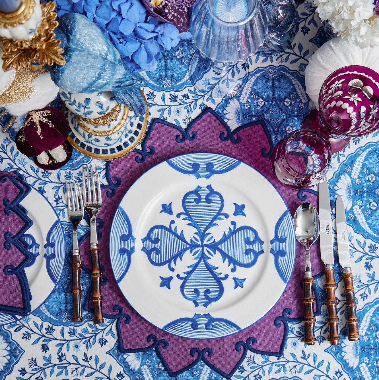 Aubergine Anita Engraved Glass (Set of 4)