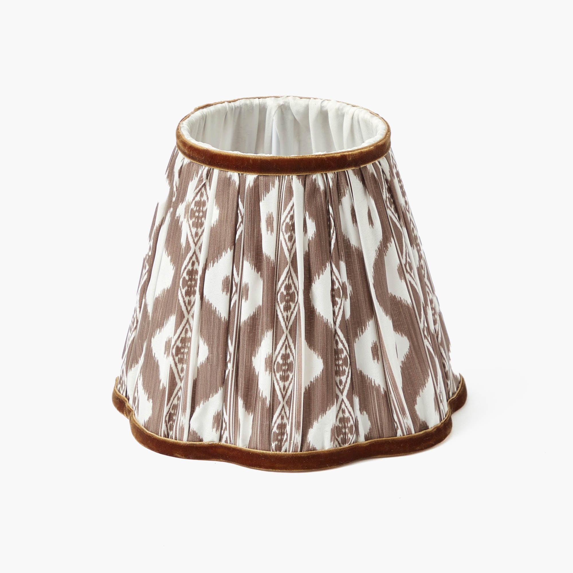 Burnt Bamboo Rechargeable Lamp with Chocolate Ikat Shade (18cm)