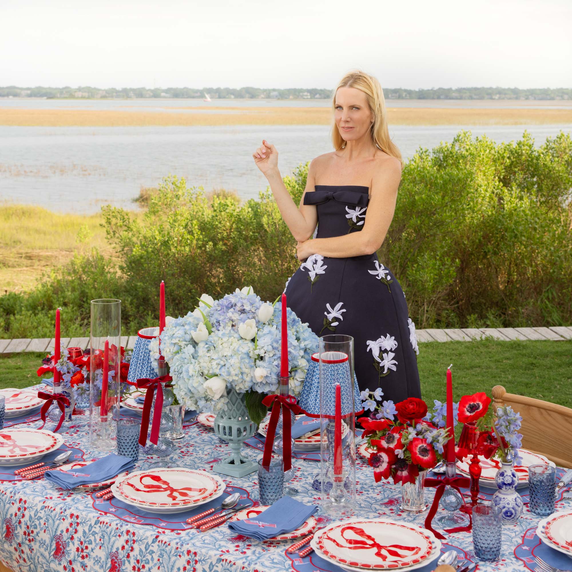 Small Camille Azure Candle Holders (Pair)