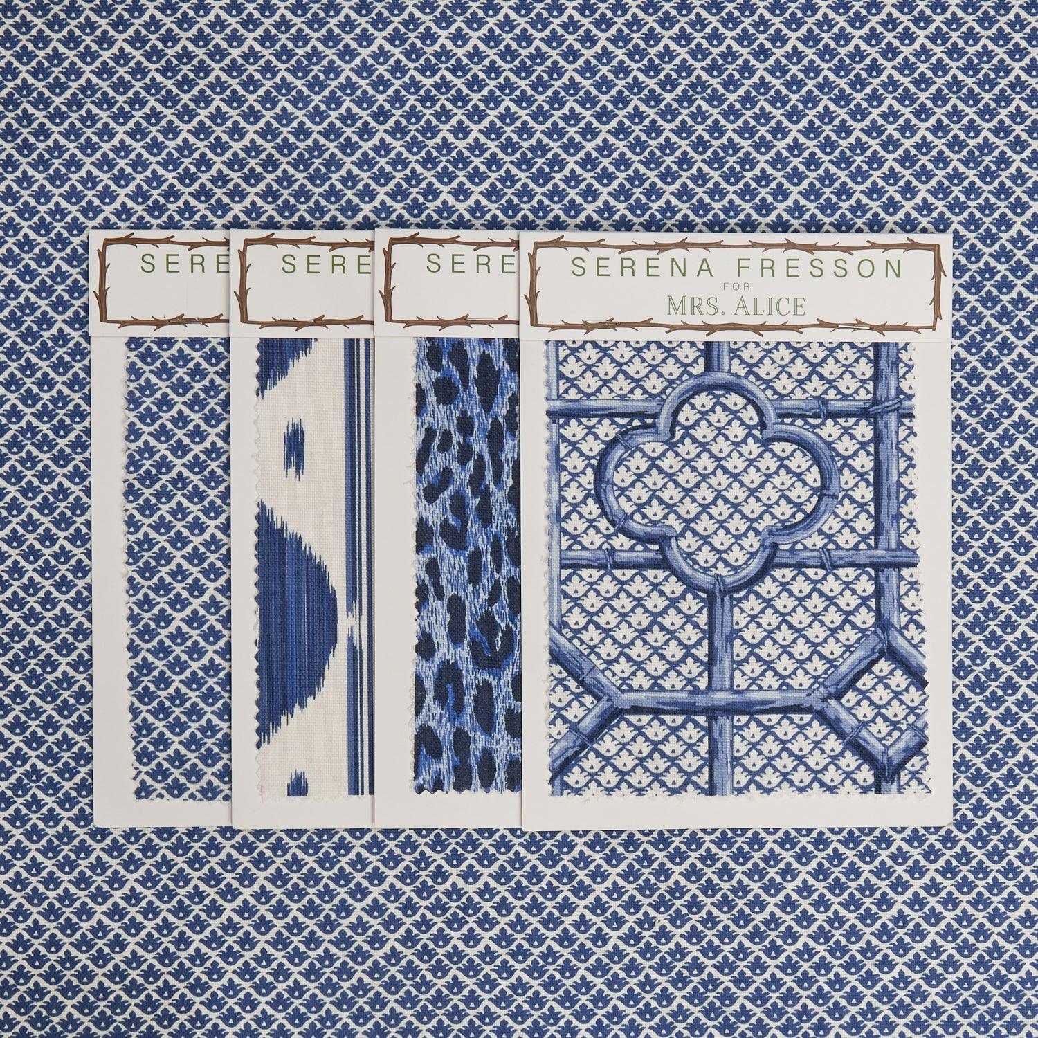 Cobalt Blue Lotus Flower Fabric - Mrs. Alice