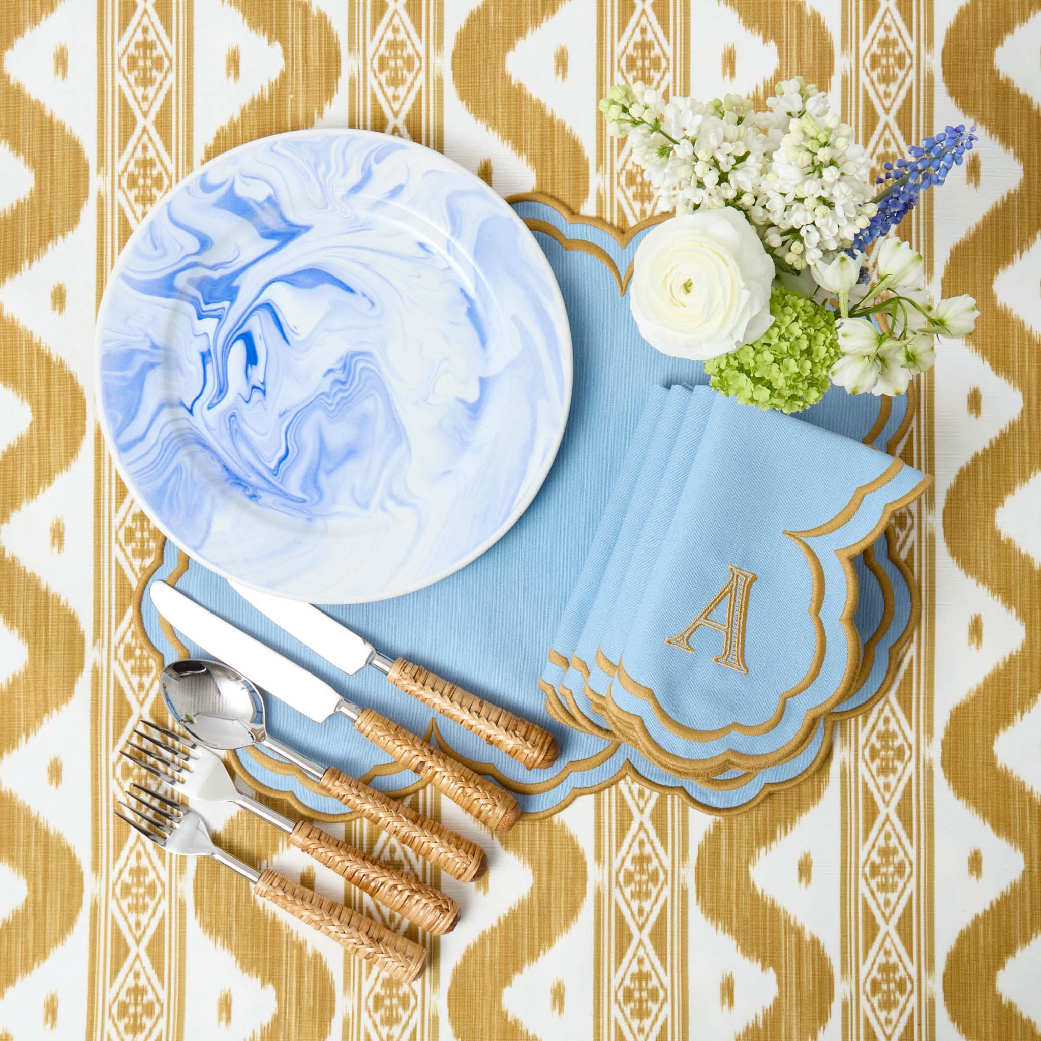 Caramel Ikat Tablecloth