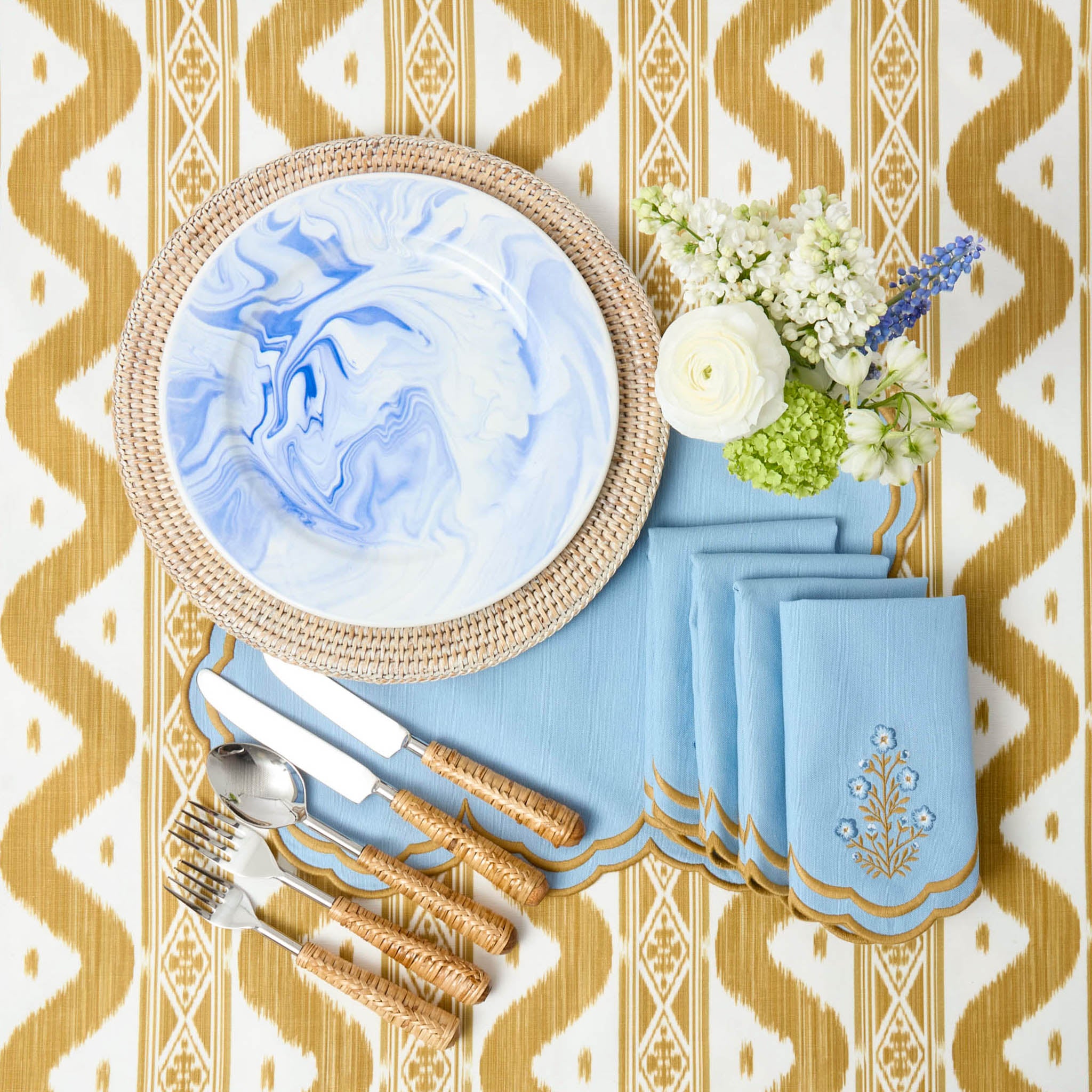 Julia Blue Marbled Dinner Plate (Set of 4)