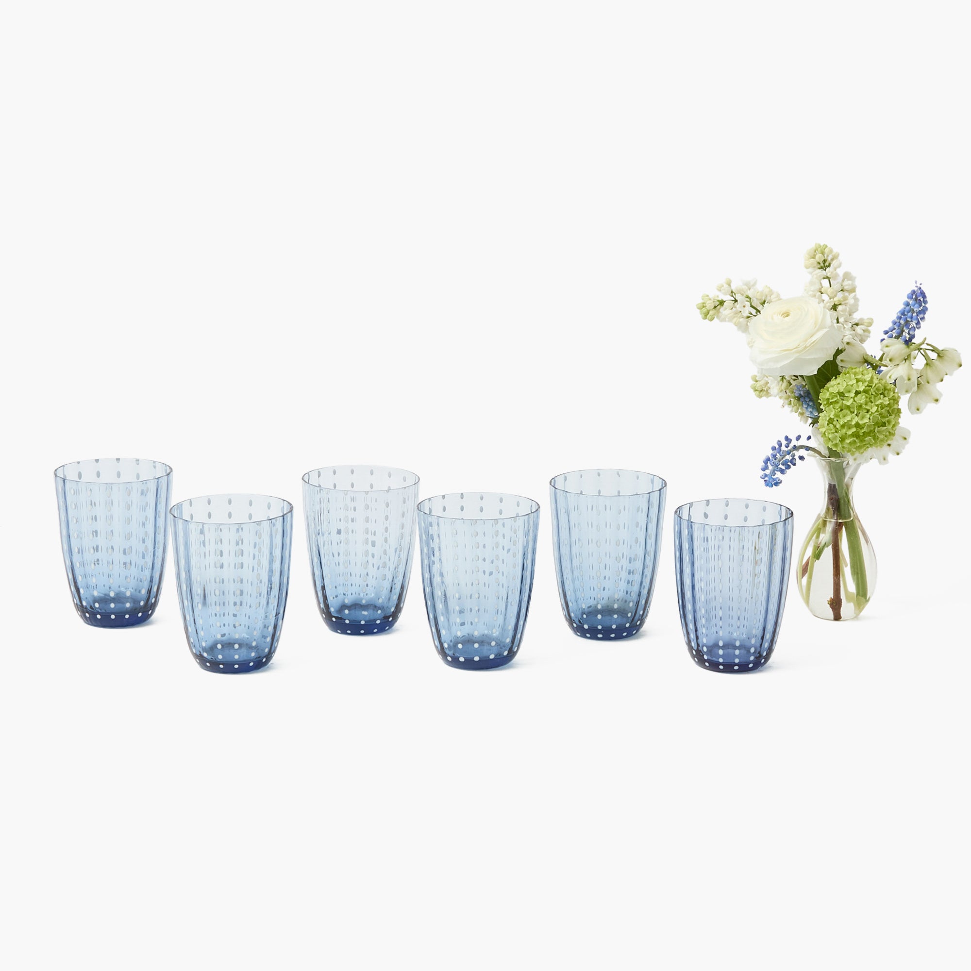 Blue Speckle Water Glasses (Set of 6)