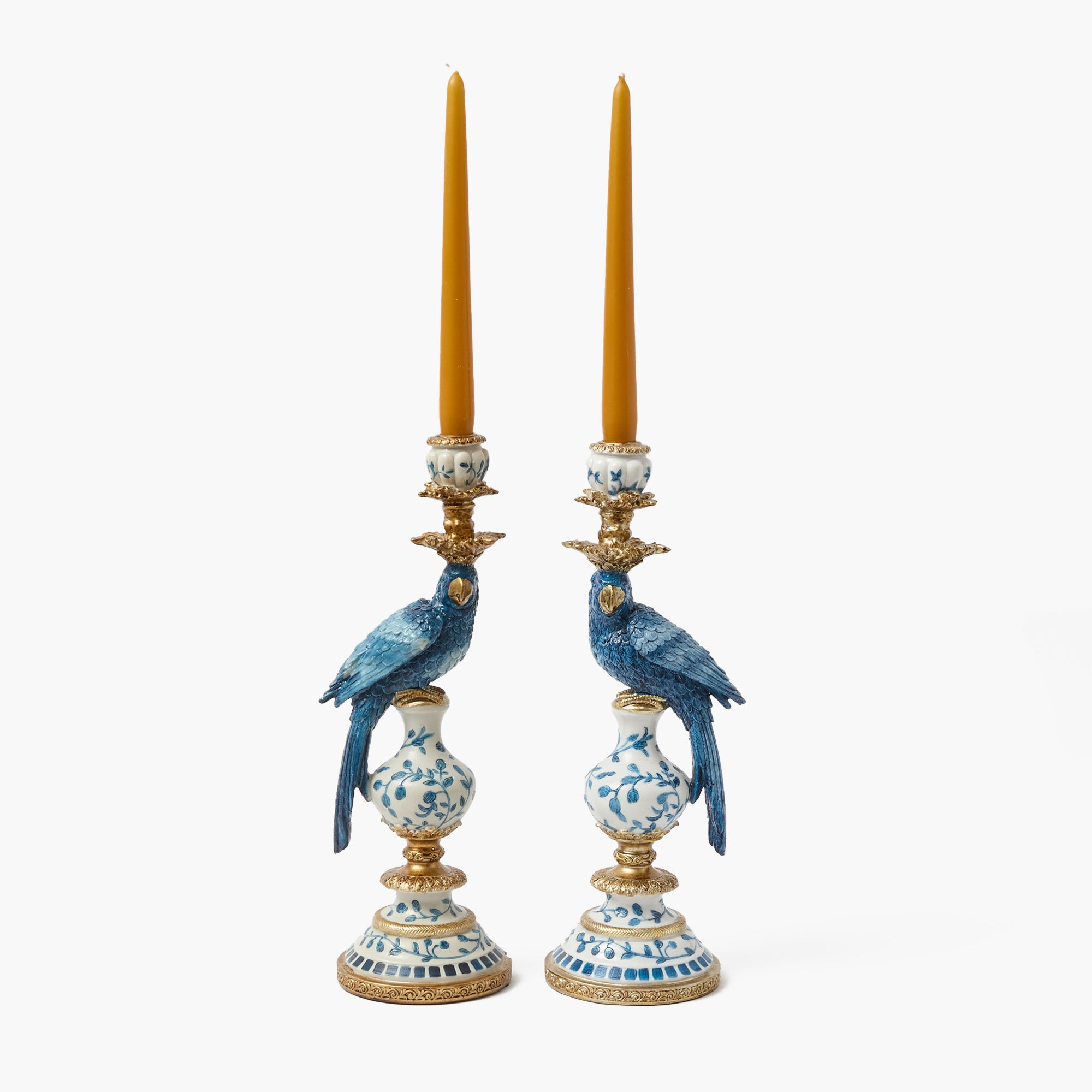 Blue Parrot Candle Holder (Pair)