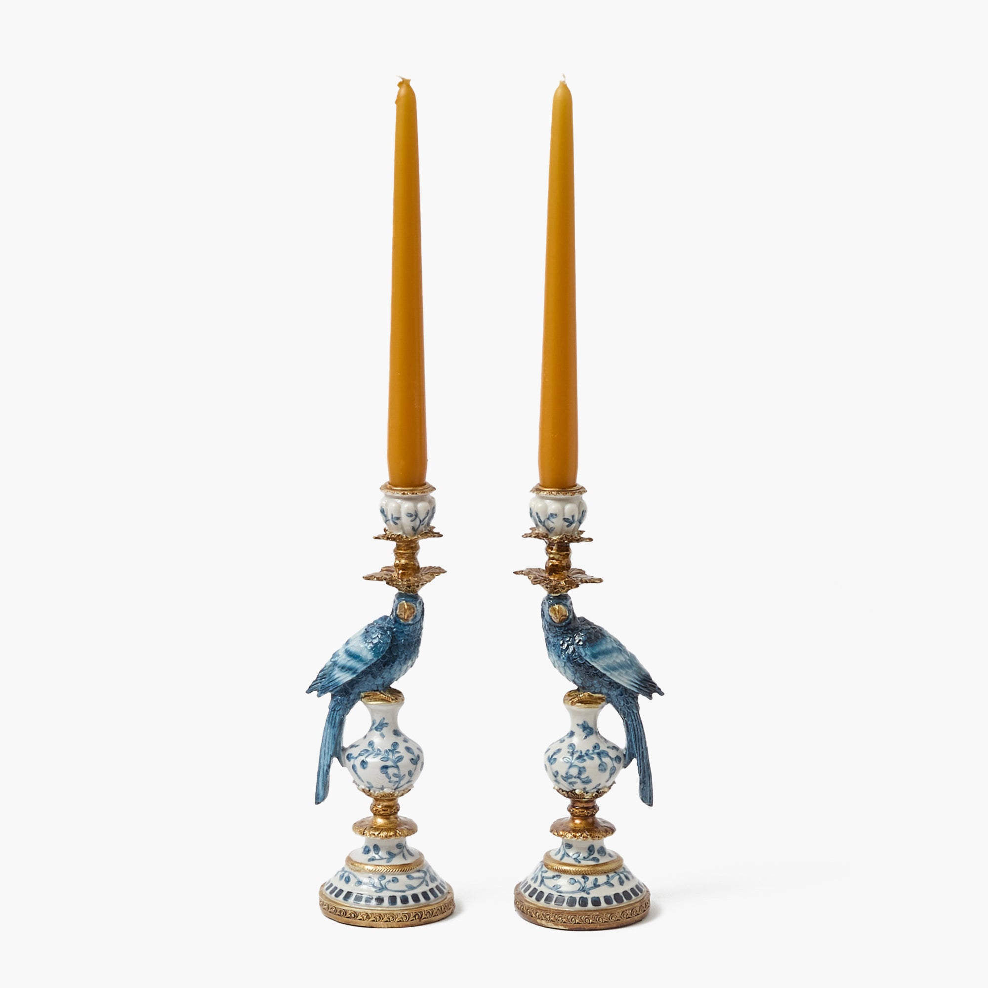 Small Blue Parrot Candle Holder (Pair)