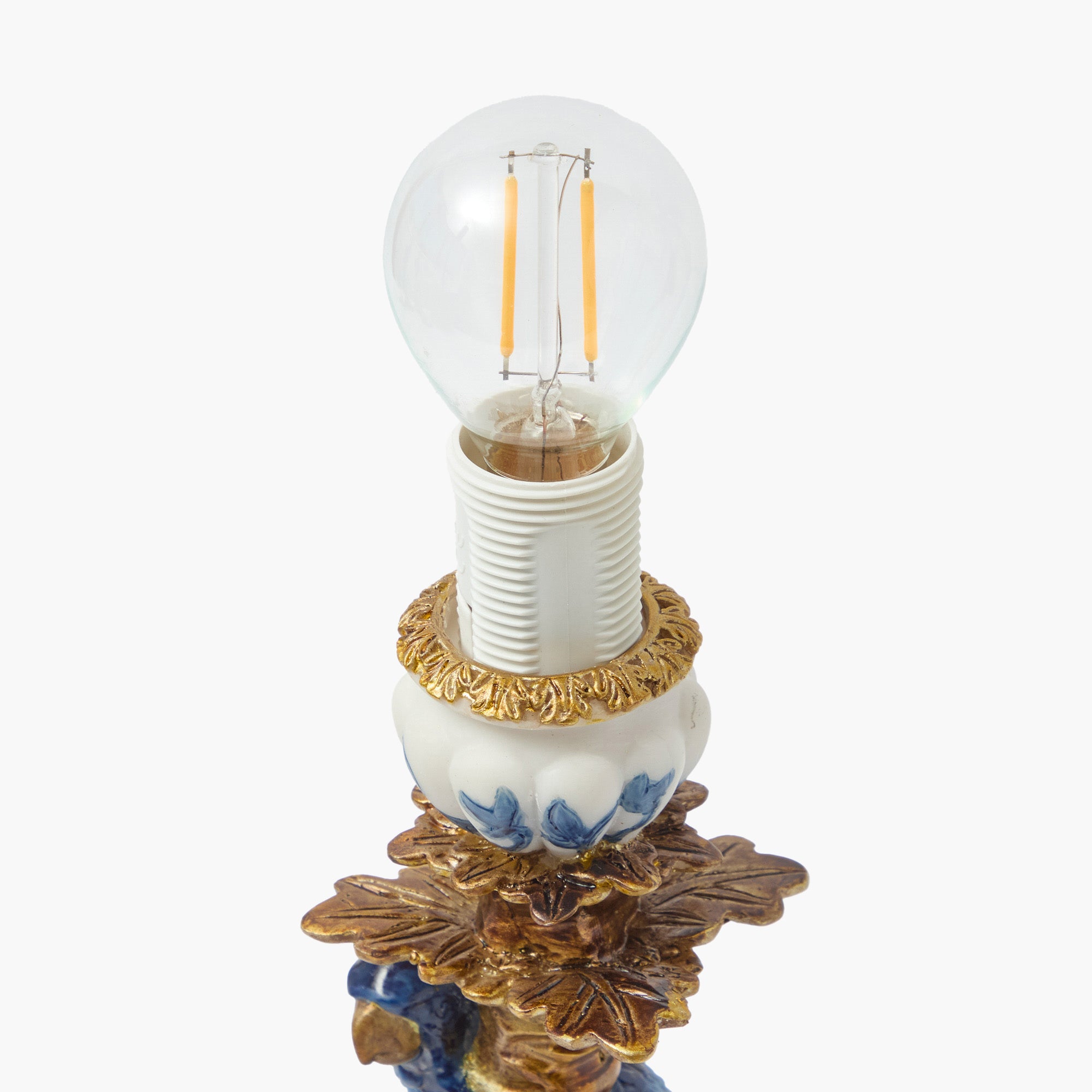 Blue Parrot Rechargeable Lamp with Cream Shade (18cm)