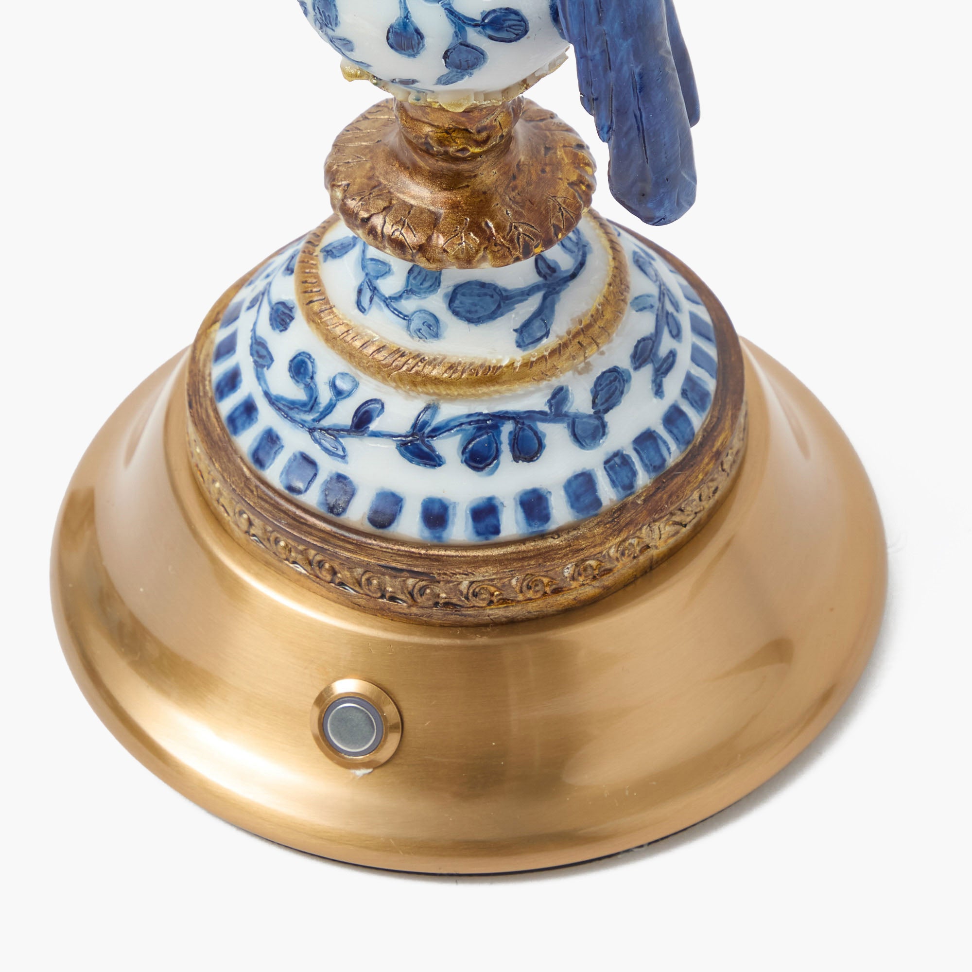 Blue Parrot Rechargeable Lamp with Cream Shade (18cm)