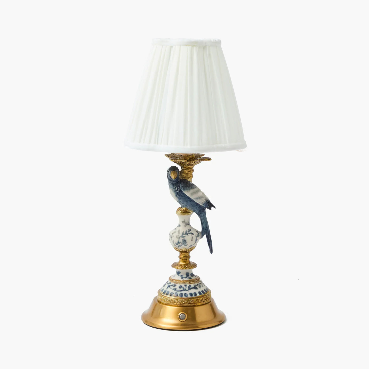 Blue Parrot Rechargeable Lamp with Cream Shade (18cm)