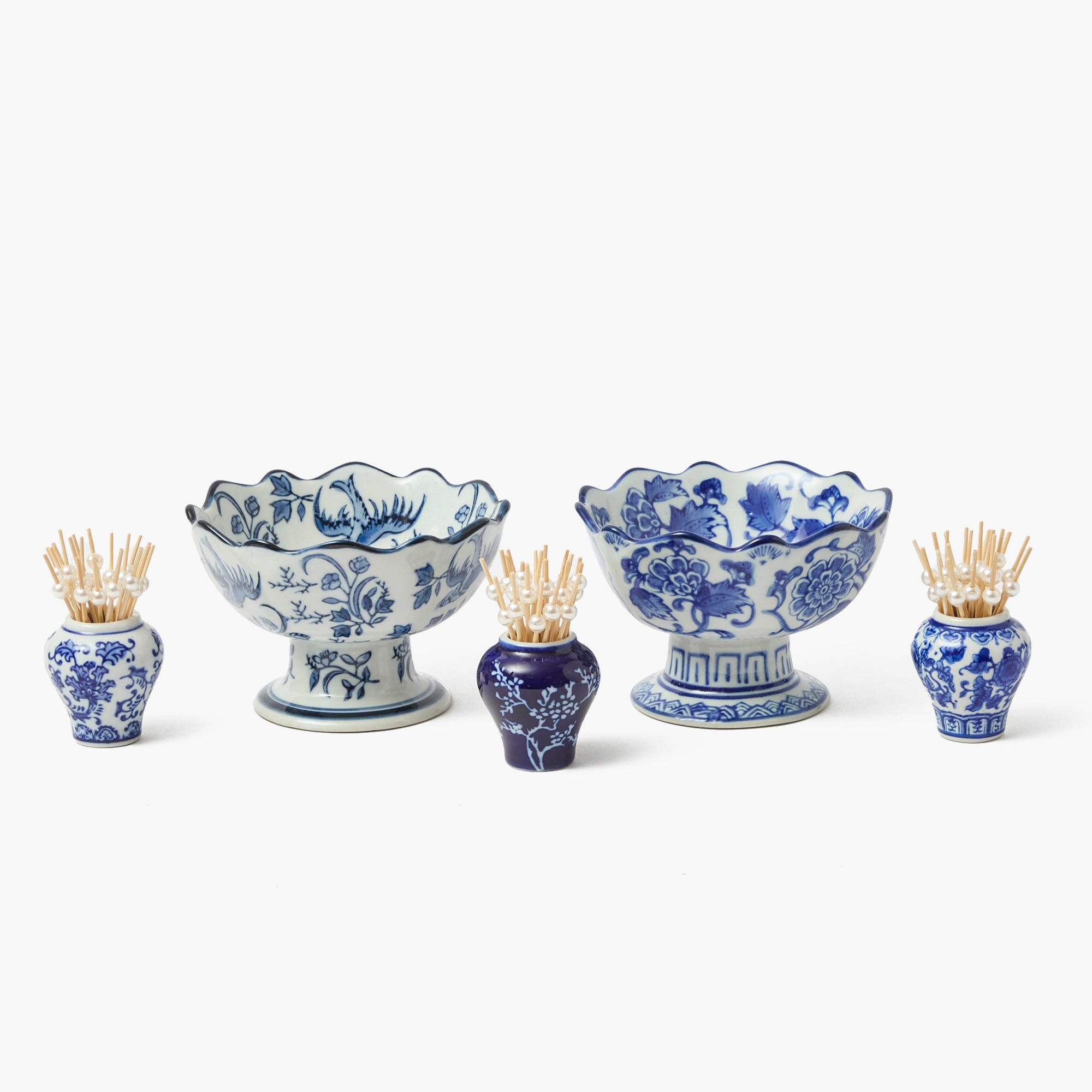 Chinoiserie Scalloped Nibble Bowls (Pair)