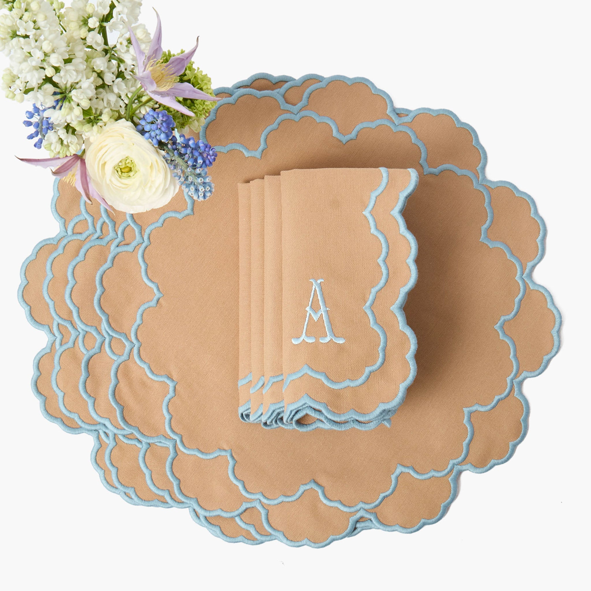 Lily Sand & Blue Placemats (Set of 4)