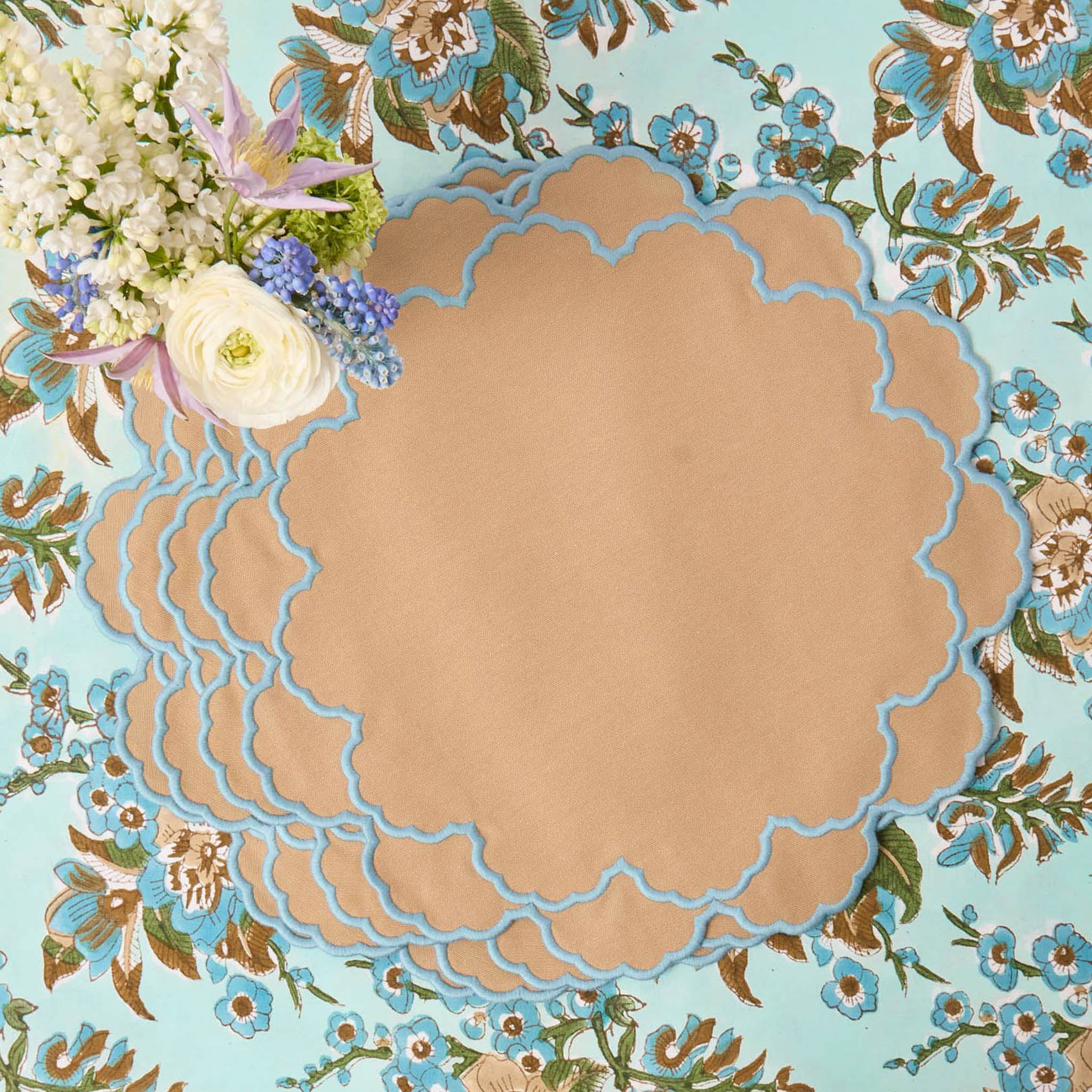 Lily Sand & Blue Placemats (Set of 4)