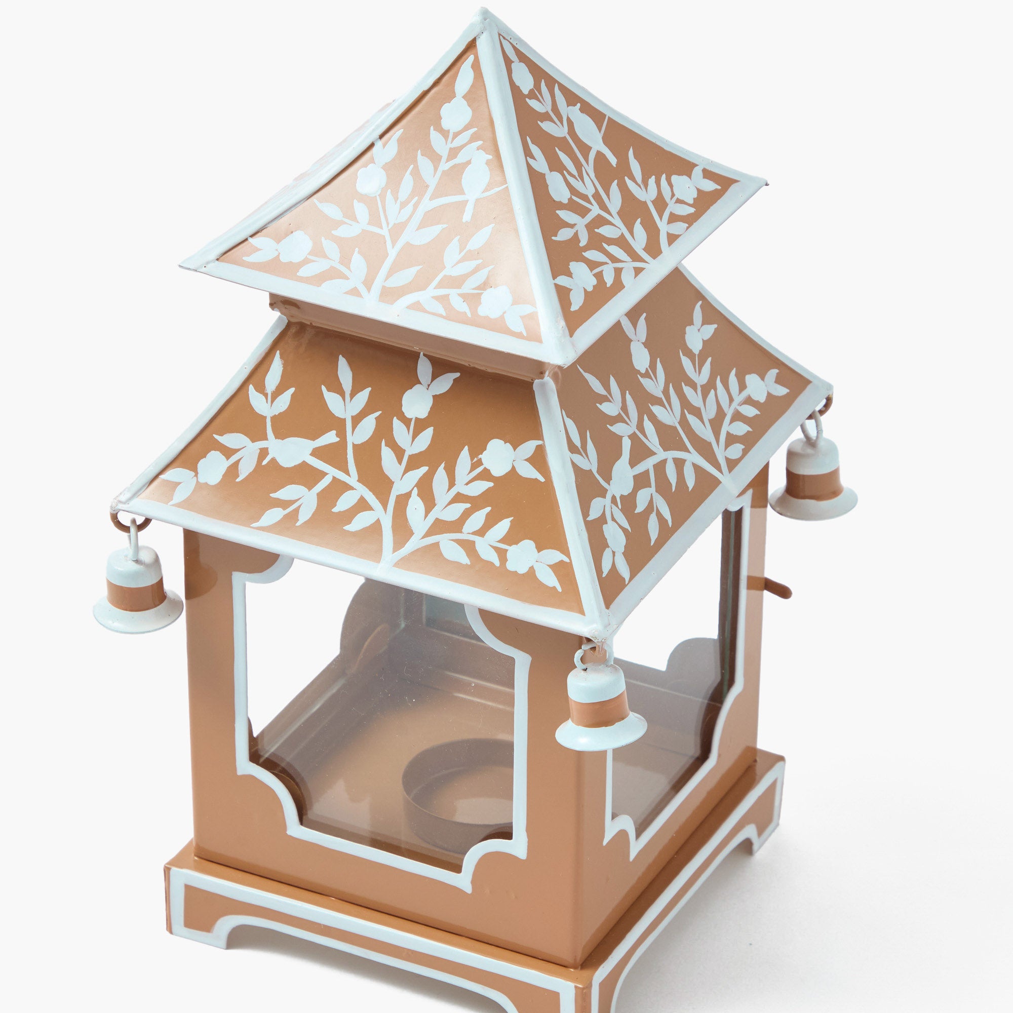 Mini Caramel Chinoiserie Pagoda Lantern (Pair)