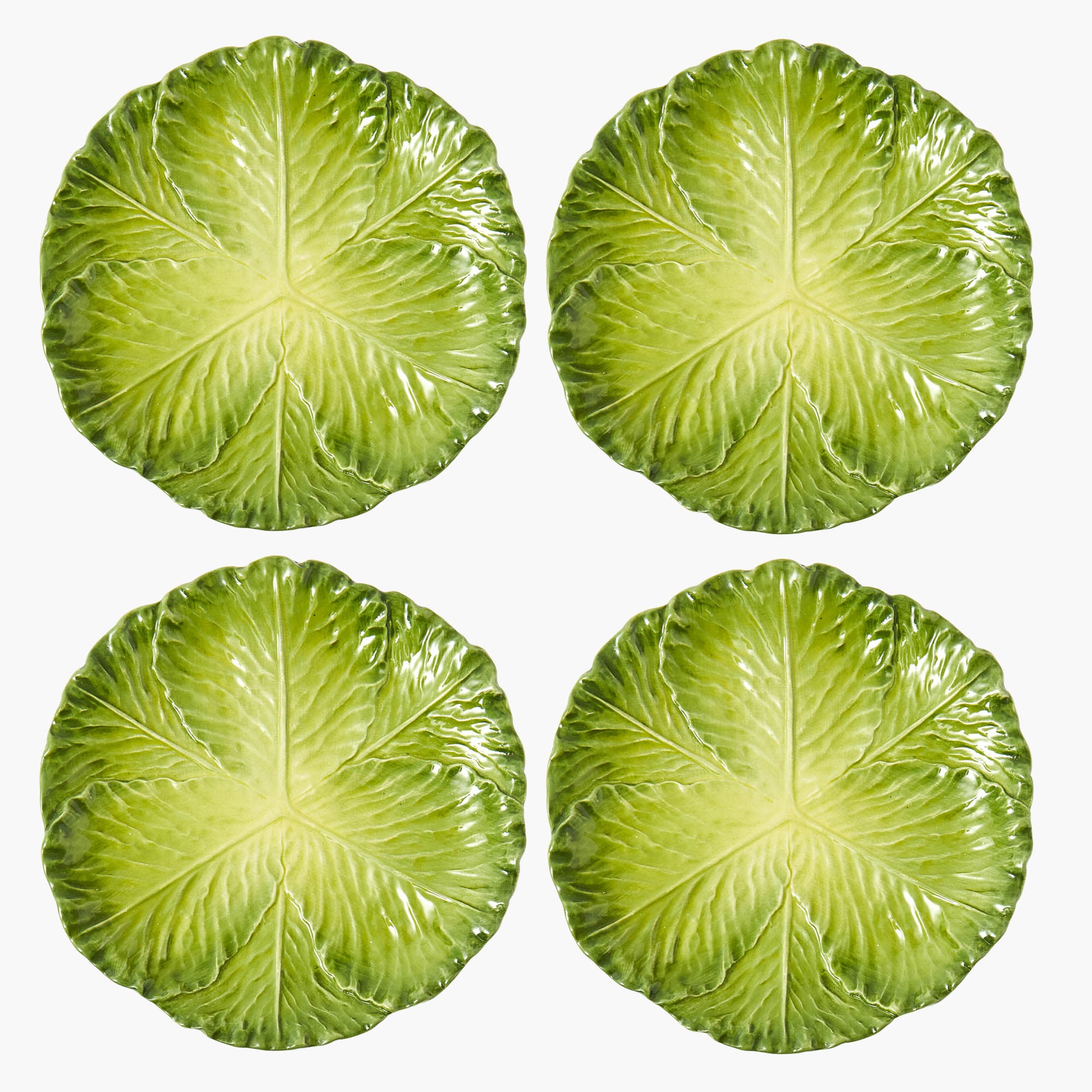 Green Serena Cabbage Dinner Plates (Set of 4)