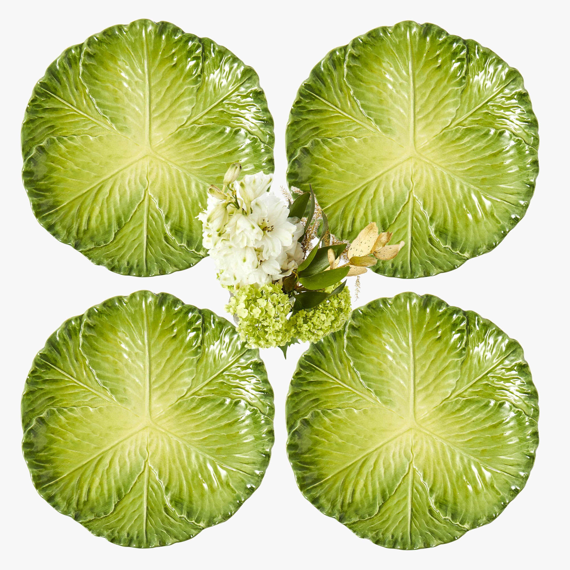 Green Serena Cabbage Dinner Plates (Set of 4)