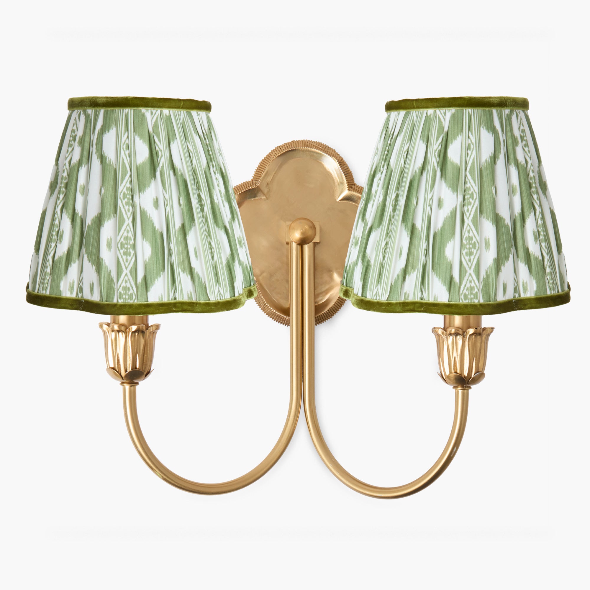 Quatrefoil Rechargeable Double Wall Light with Olive Ikat Shades (18cm)
