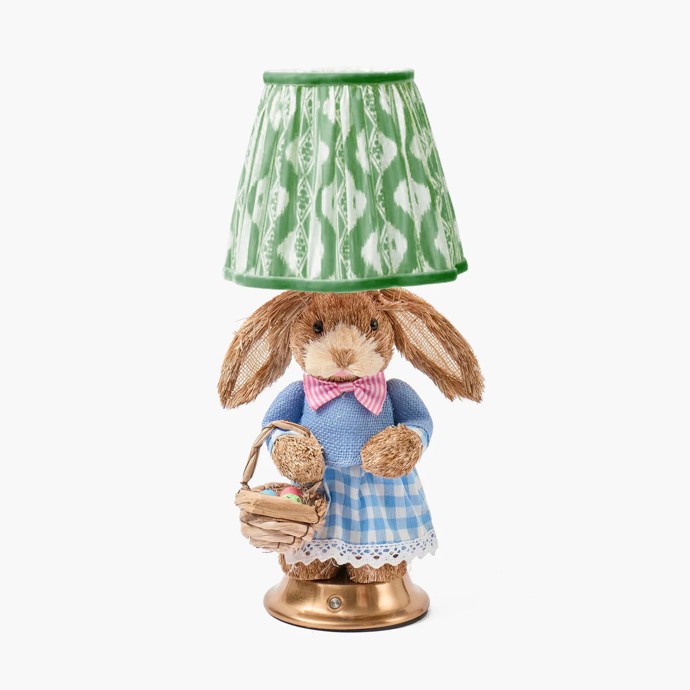 Easter Bunny Rechargeable Lamp with Green Ikat Shade (18cm)