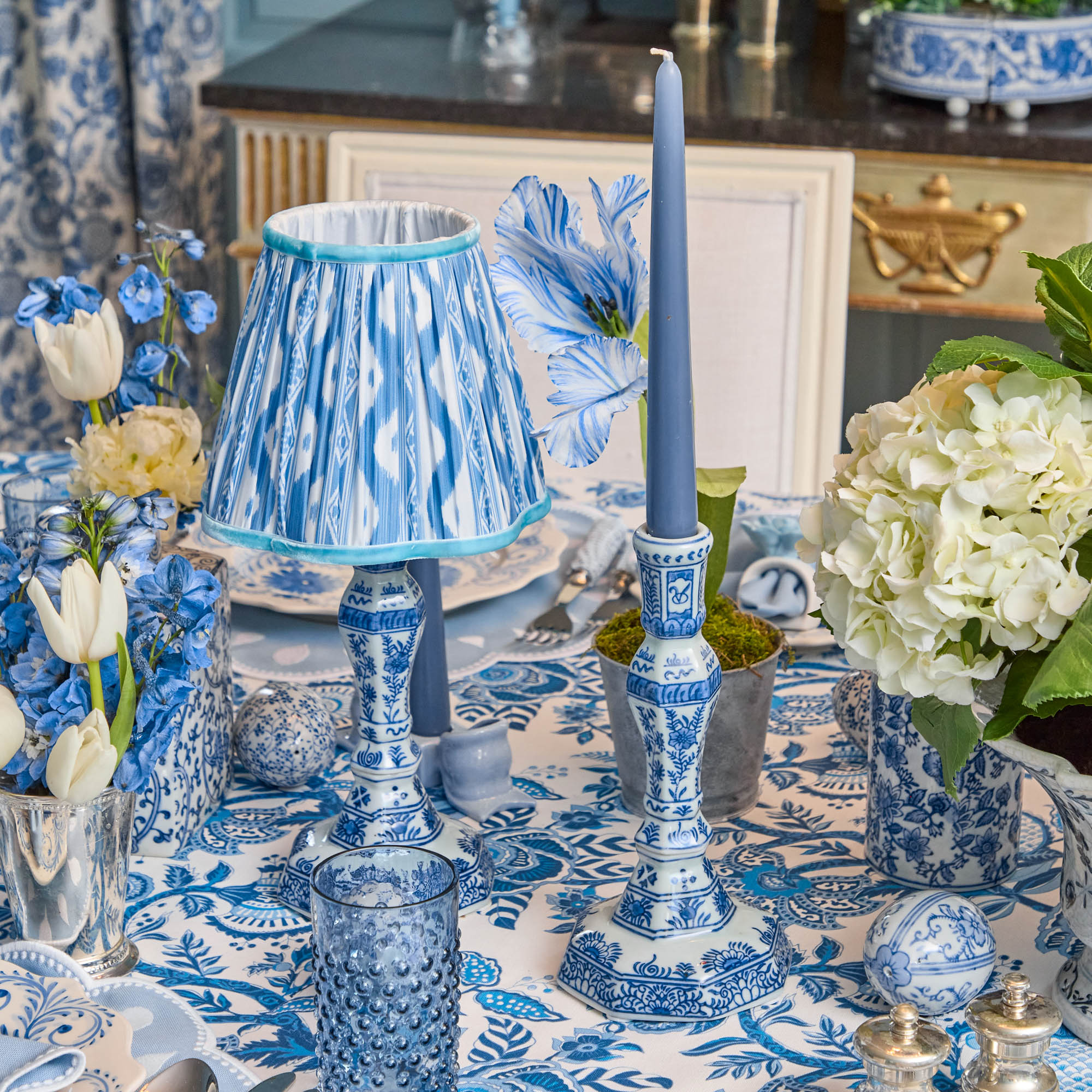 Blue Ikat Lampshade (18cm)