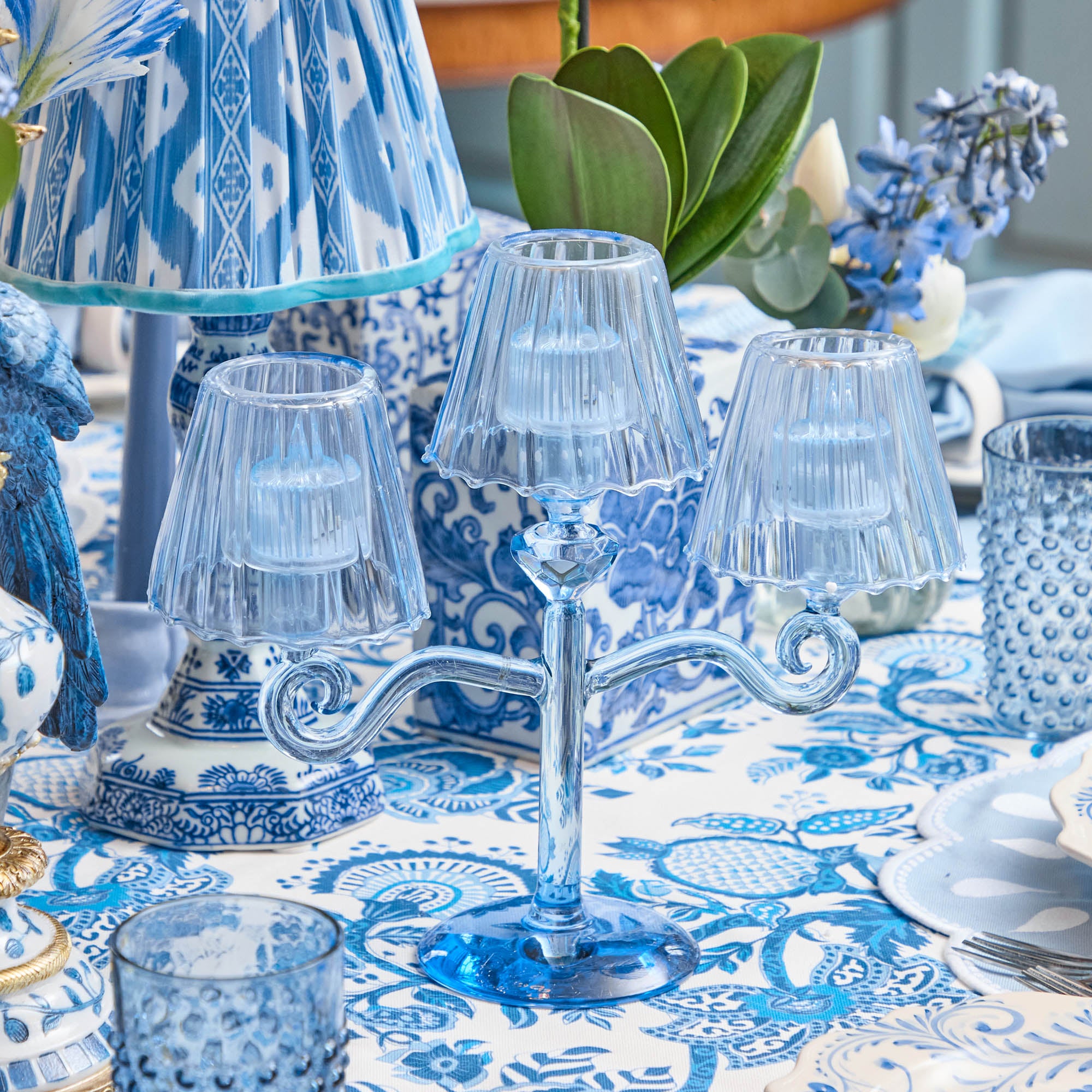 Blue Lantern Tealight Candleabra