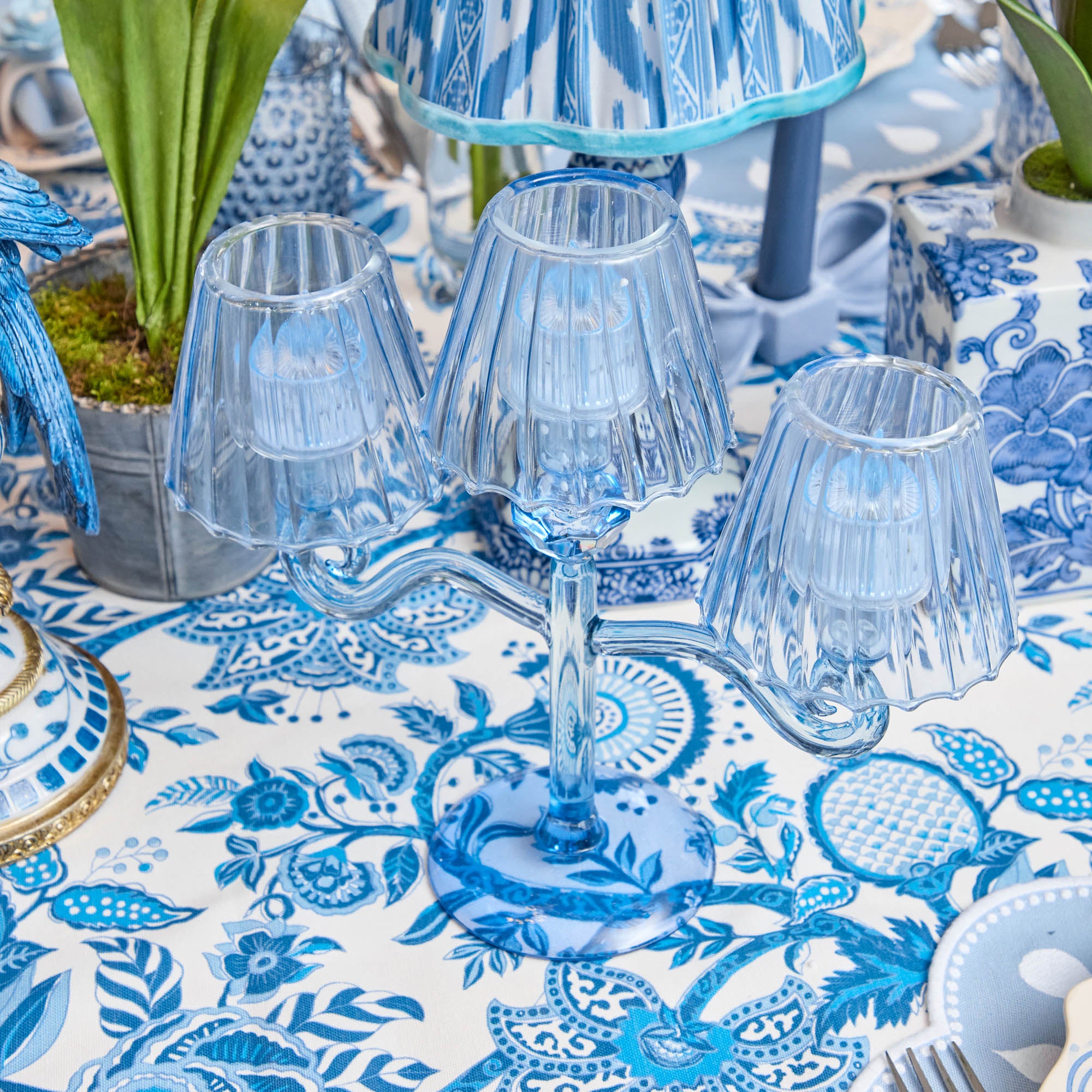 Blue Lantern Tealight Candleabra