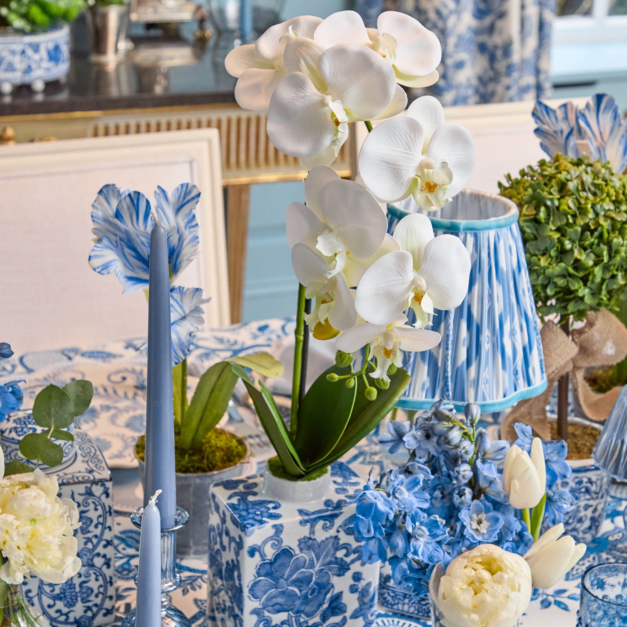 Faux Orchid in Chinoiserie Vase