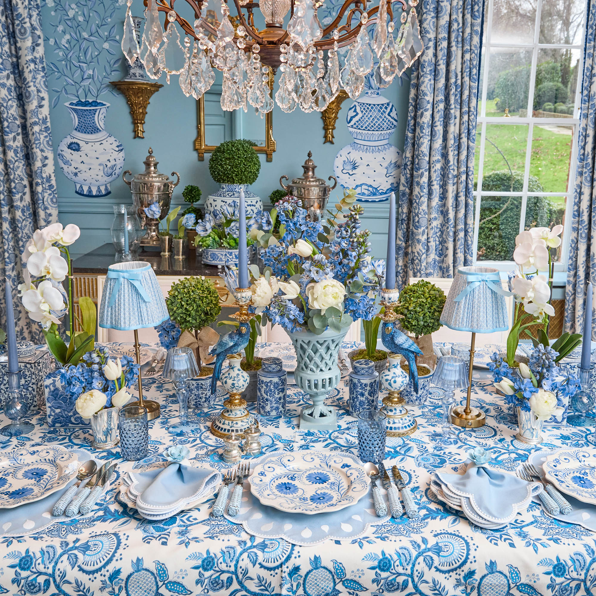 Chinoiserie Faux Potted Boxwood Tree (Pair)