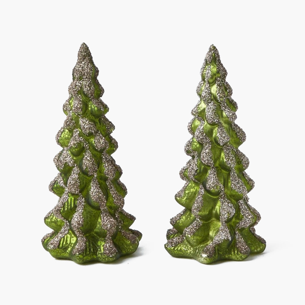 Elevate your holiday decor with our Pair of Emerald Glass Christmas Trees - a touch of festive elegance for your Christmas celebrations.