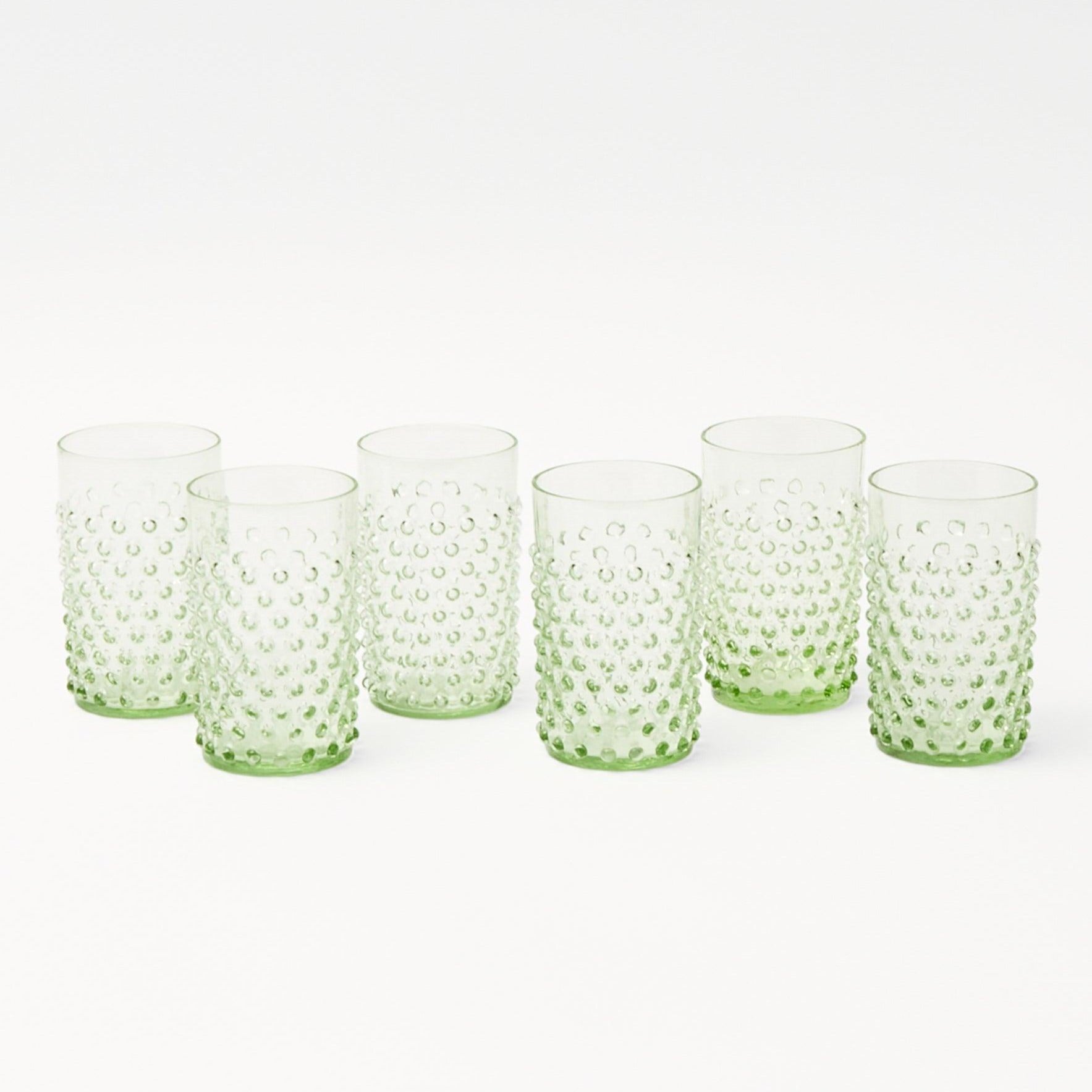 Emerald Hobnail Glasses (Set of 6) - Mrs. Alice