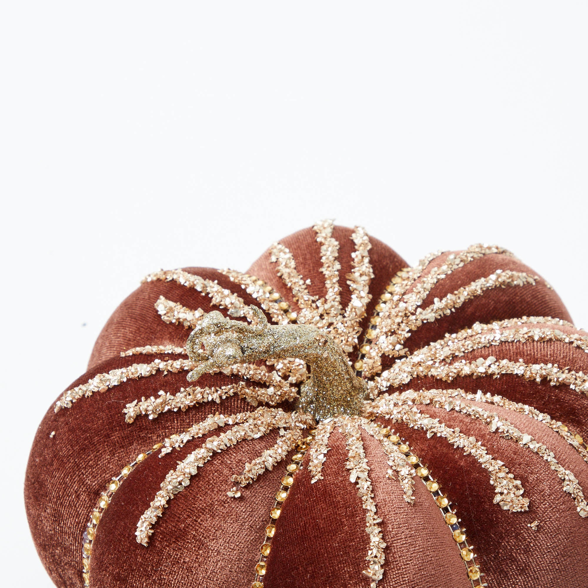 Large Chocolate Glitter Velvet Pumpkin (Pair)