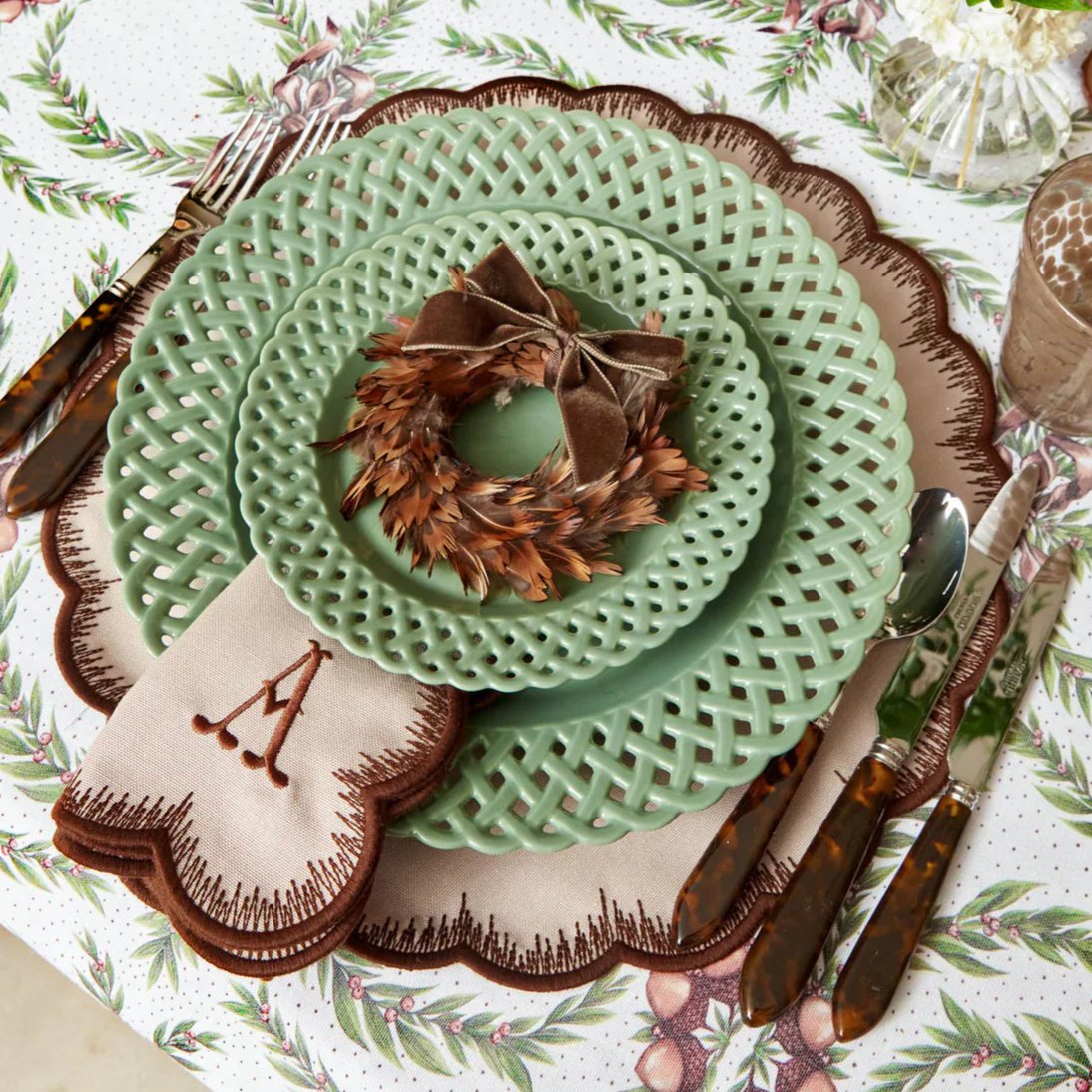 Isabella Taupe & Chocolate Placemats & Napkins (Set of 4)