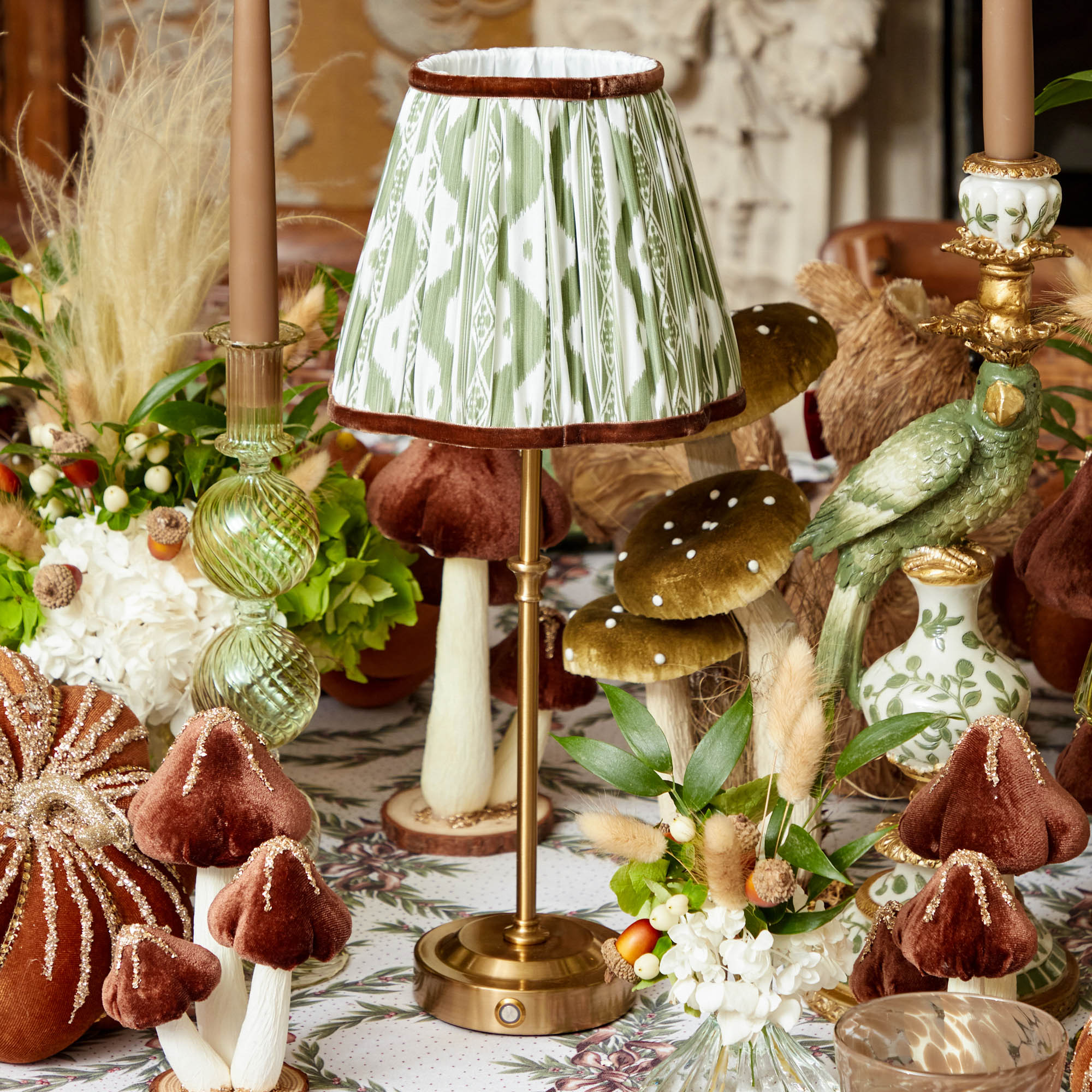 Olive & Chocolate Ikat Lampshade (18cm)