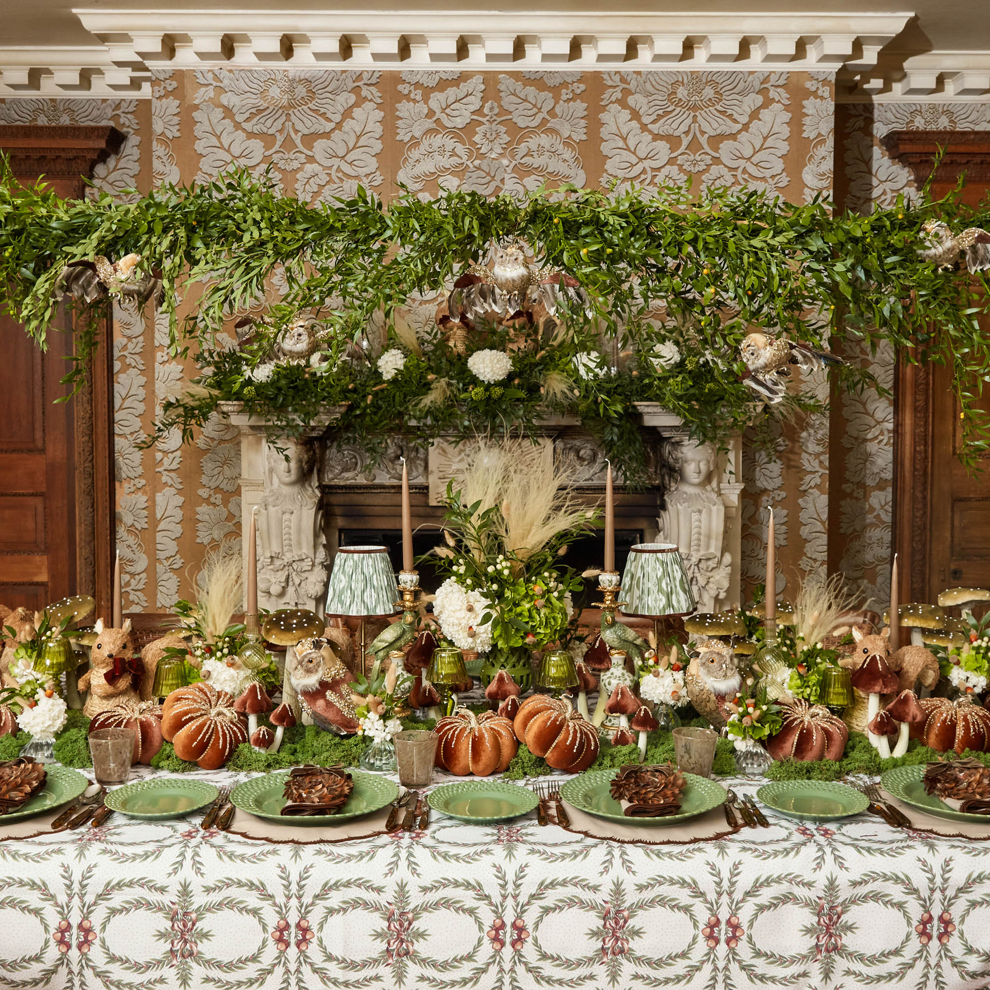 Tall Chocolate Glitter Velvet Mushroom (Pair) - 25cm