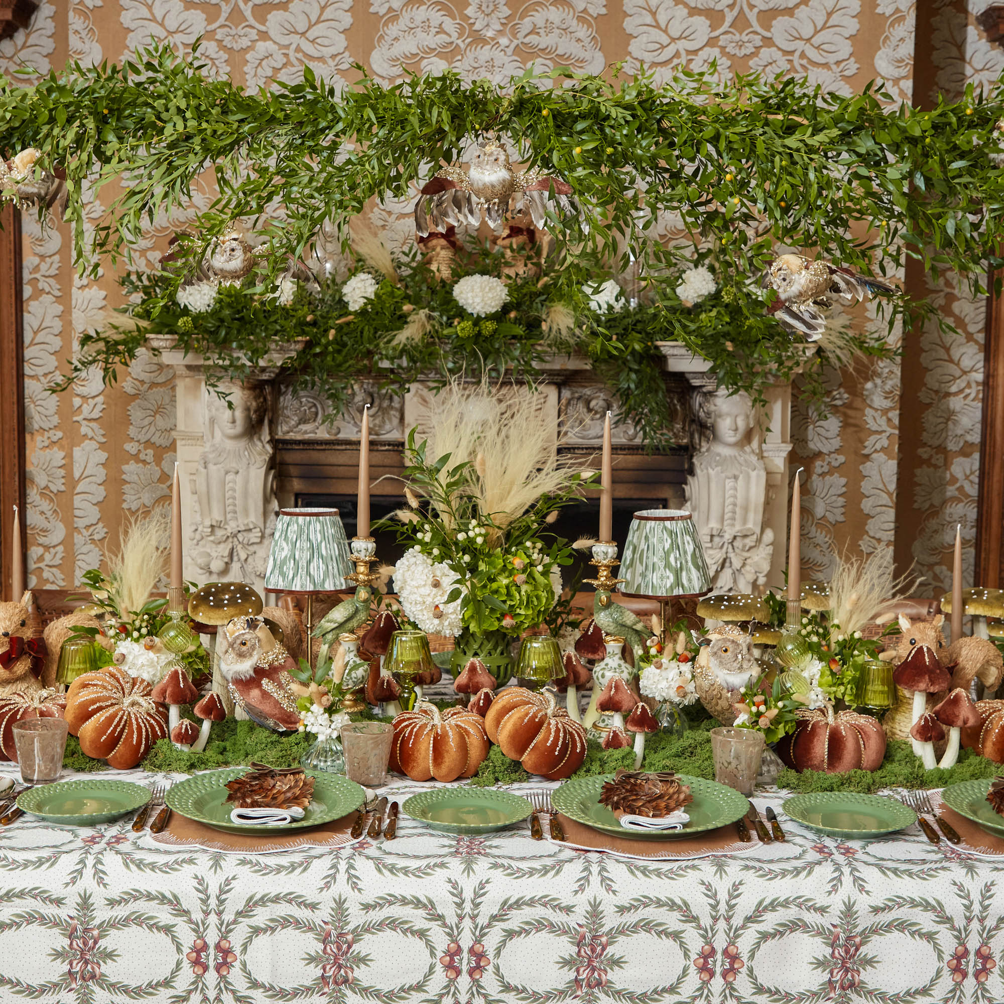 Feather Wreath with Chocolate Velvet Bows (Set of 4)